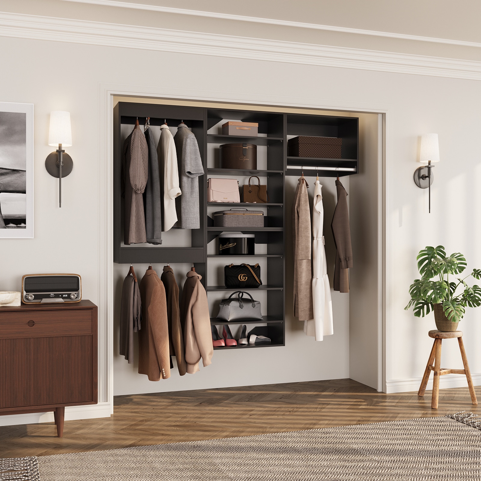 LOVMOR LO-MODEL6-16-ZJL Wood-Closet-Shelves - View #2