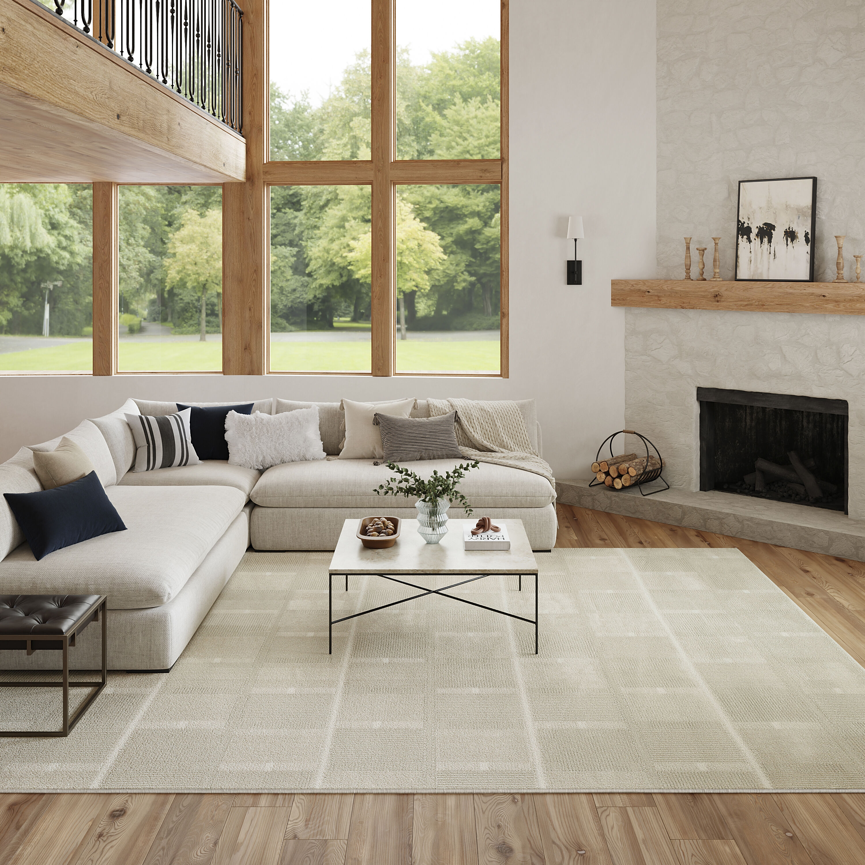 Nourison Home 841491120293 8 x 10 (ft) Loomed Polyester Ivory Beige Rectangular Indoor Area rug