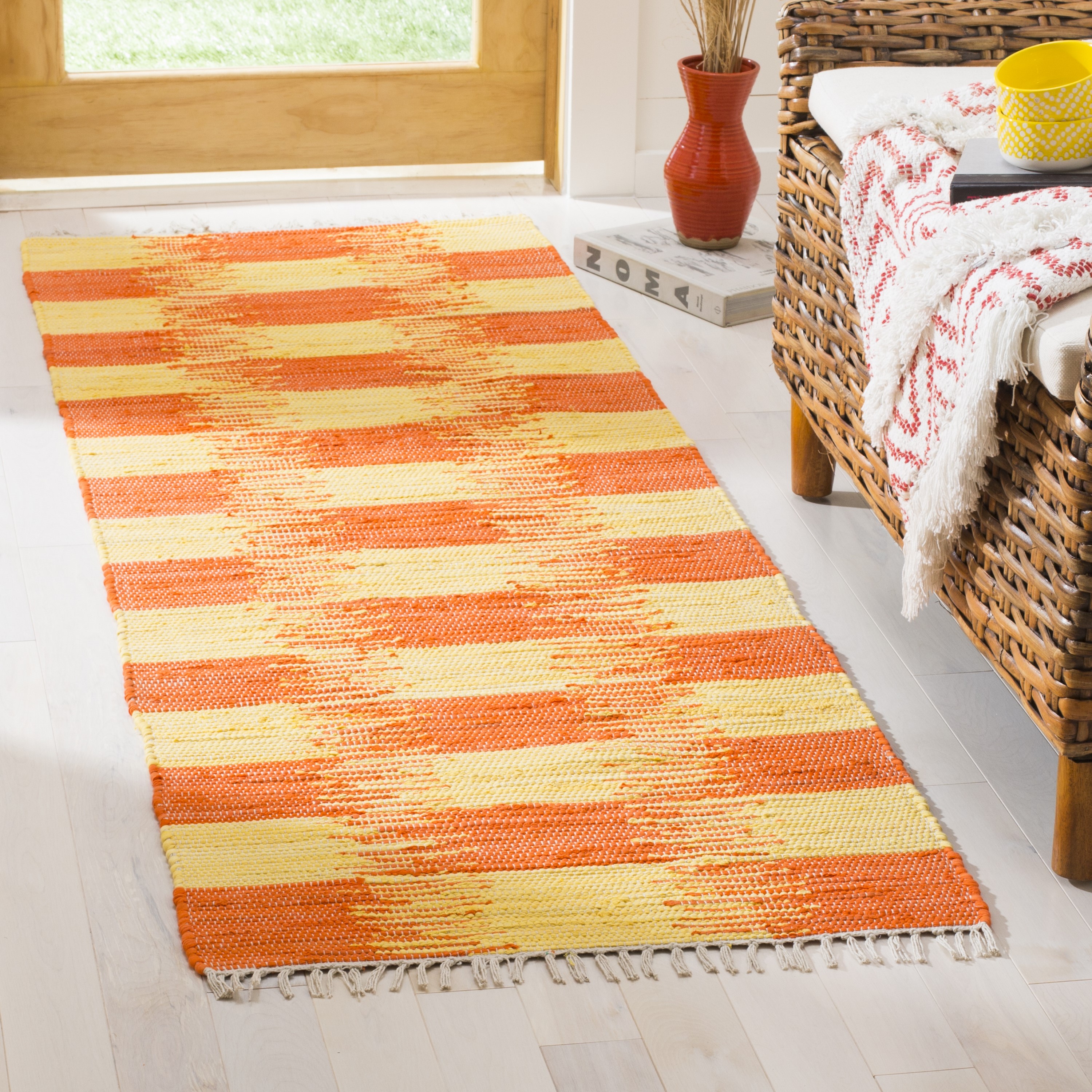 Coastal Charm Multicolor Cotton-Wool Flat Woven Runner Rug 2'3" X 7'