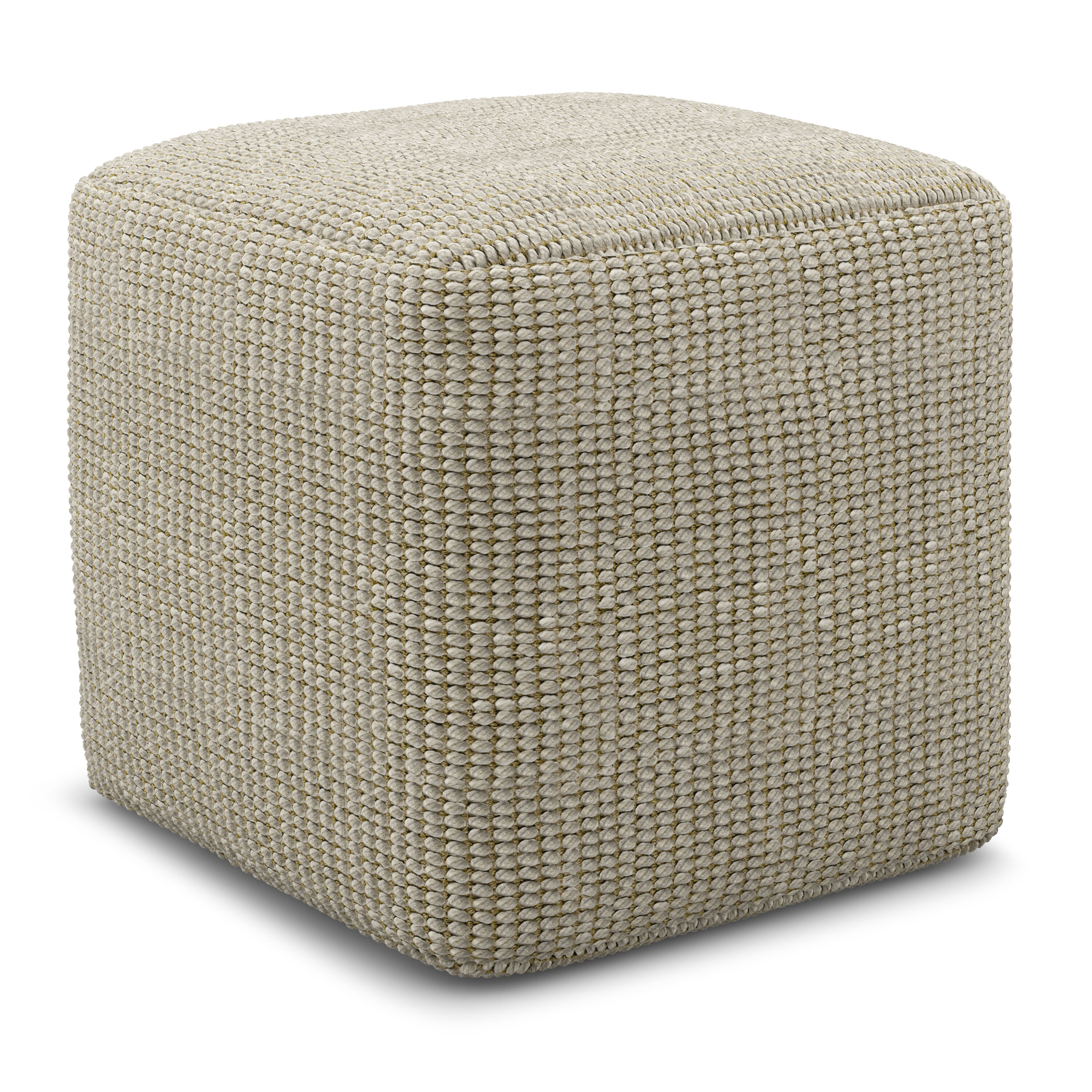 Tatayosi Cream Natural Square Woven Indoor Outdoor Pouf