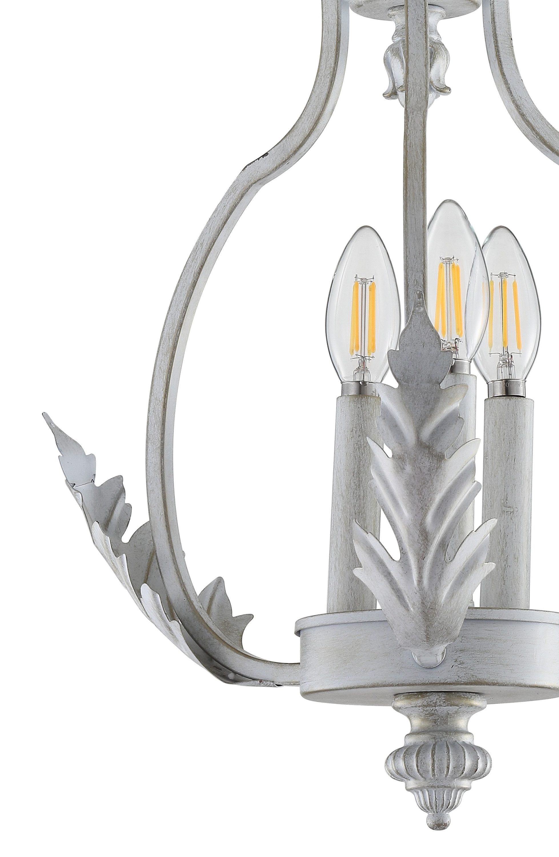 Antique White Metal LED Semi-Flush Mount Light