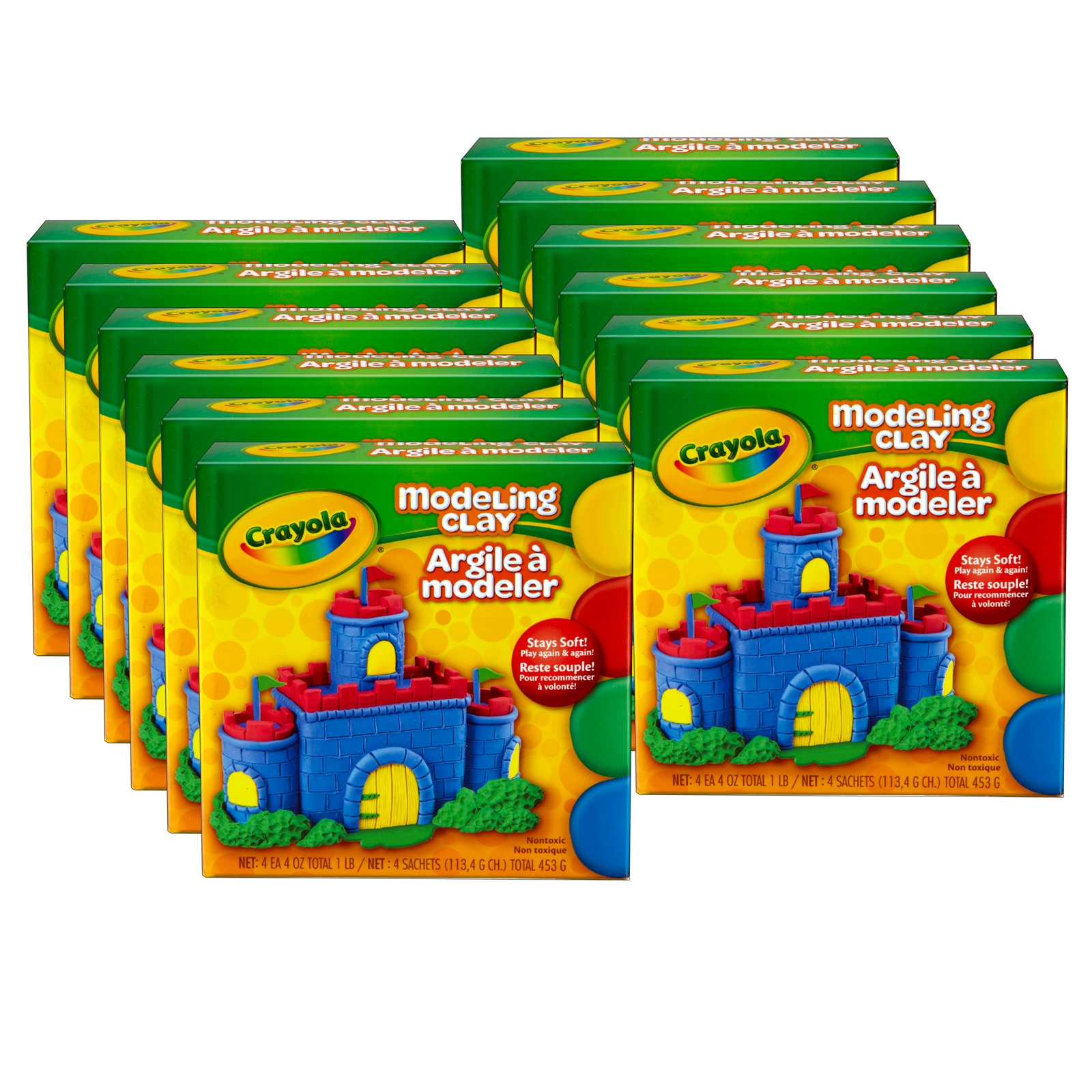 KLEAN KLAY Set of 3 Modeling Clay Non-Drying 6 oz Box 170g Red,Blue Yellow