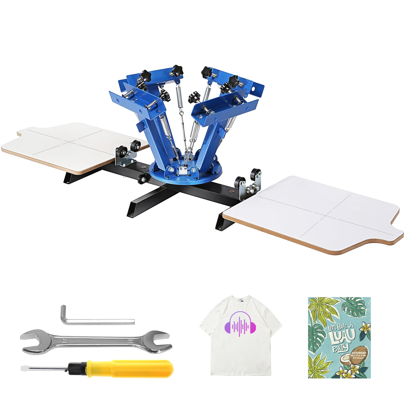 VEVOR SYJTTSSYZZ42J5IMGV0 Screen Printing Machine 4 Color 2 Station 360° Rotable Silk Screen Printing Press 21.2 x 17.7in / 54 x 45cm Screen Printing Press Dual-layer Positioning Pallet for DIY T-shirt Printing