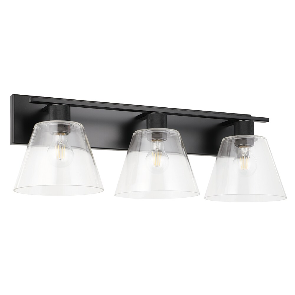 EGLO Copley 3-light Matte Black Vanity Light with Clear Glass Shades at ...