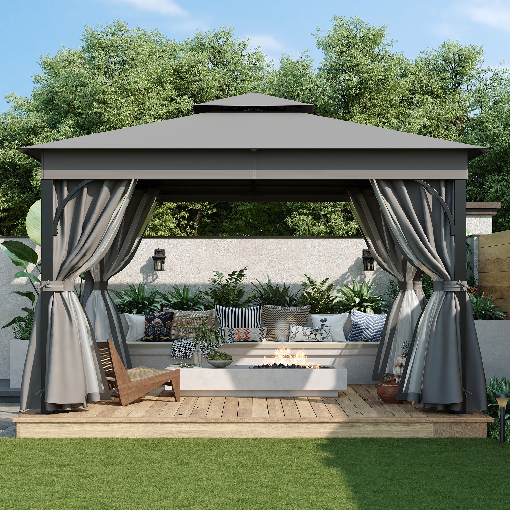 SINOFURN SYB260042GY Wood-Resin-Gazebos - View #13