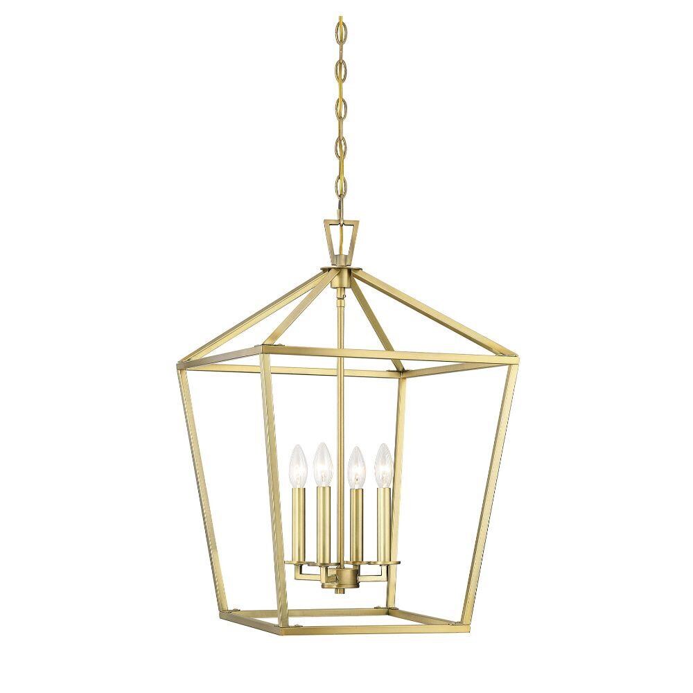  LW-SH513109 4-Light Warm Brass Transitional Drum Hanging Pendant Light