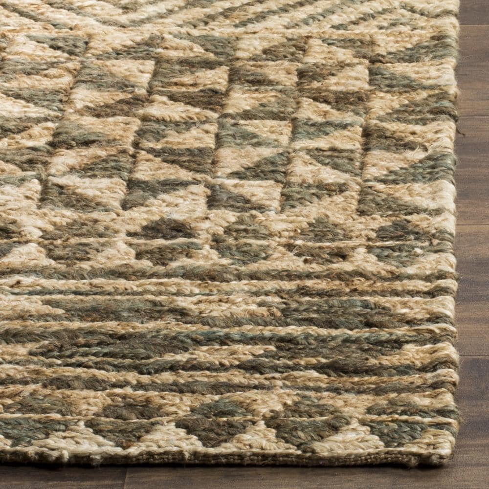 Handwoven Slate and Natural Geometric Jute Area Rug 5' x 8'