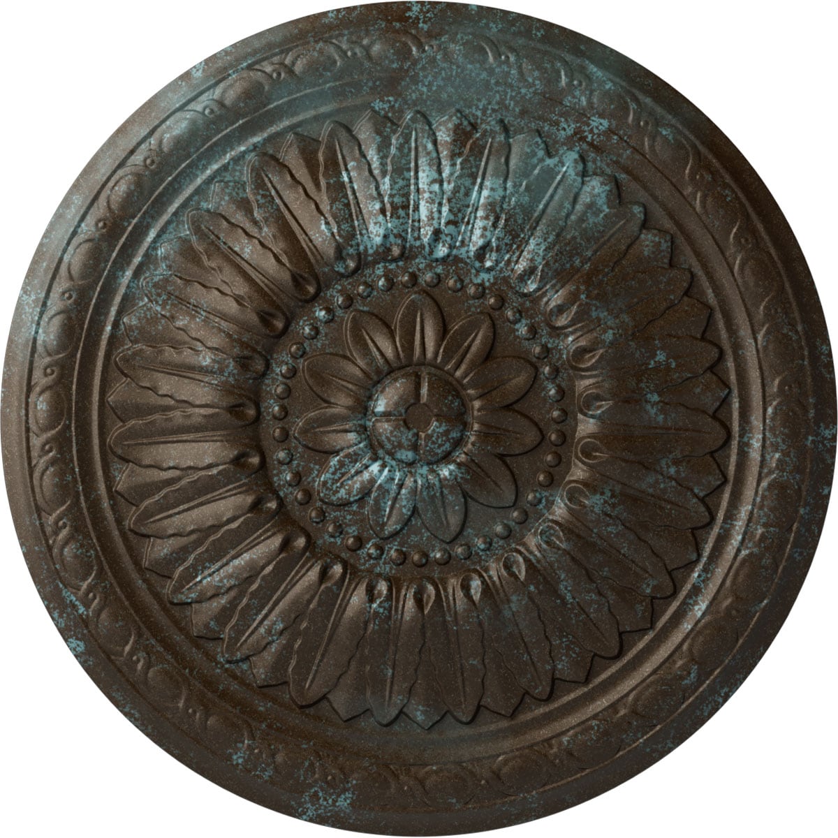 Ekena Millwork CM24TEBBS Temple 24-in W x 24-in L Painted Bronze Blue Patina Polyurethane Whole Ceiling Medallion