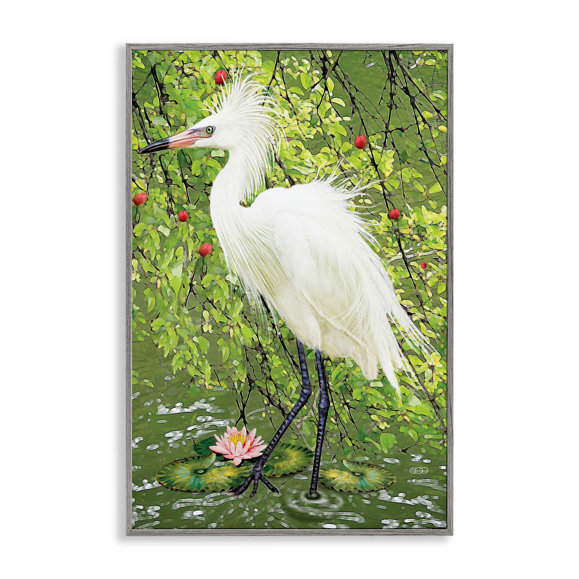 Stupell Industries BT-357-GFF-12X18 Sophisticated Heron in Pond Shore Gray Framed Giclee Art By Rosiland Solomon 12 x 18