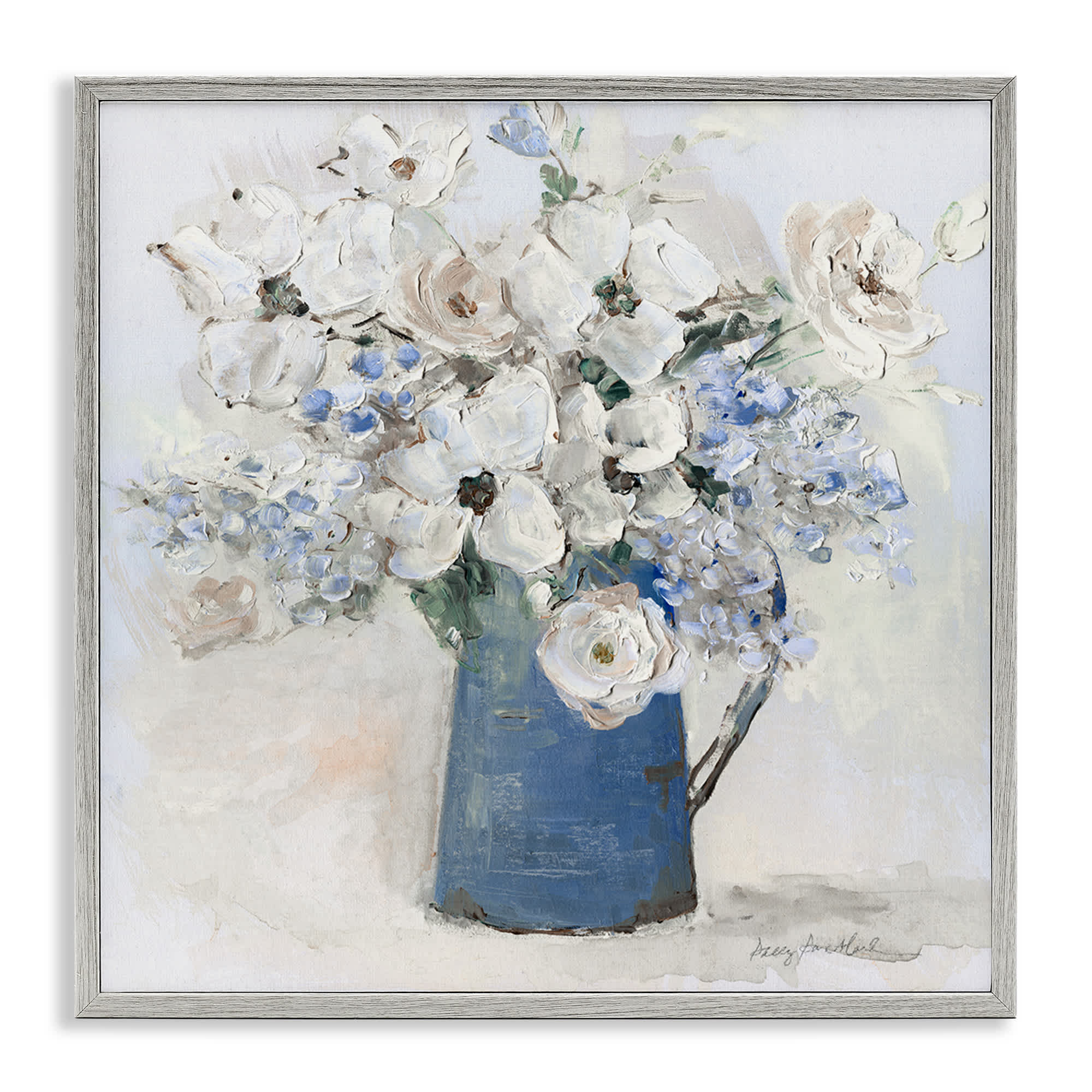 Stupell Industries BS-251-GFF-12X12 Bouquet in Blue Country Vase Gray Framed Giclee Art By Sally Swatland 12 x 12