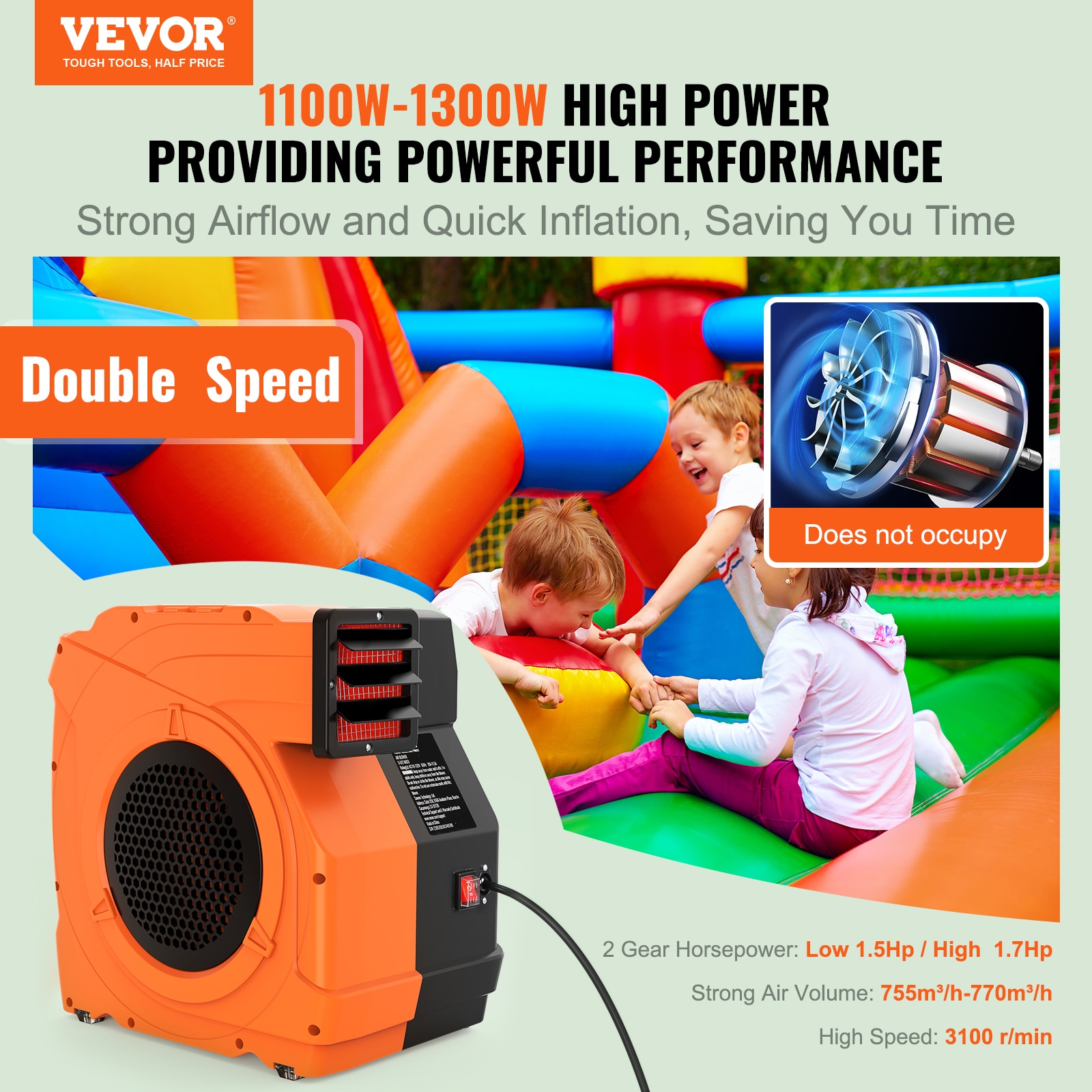 VEVOR 17" Orange Plastic Oscillating Blower Fan