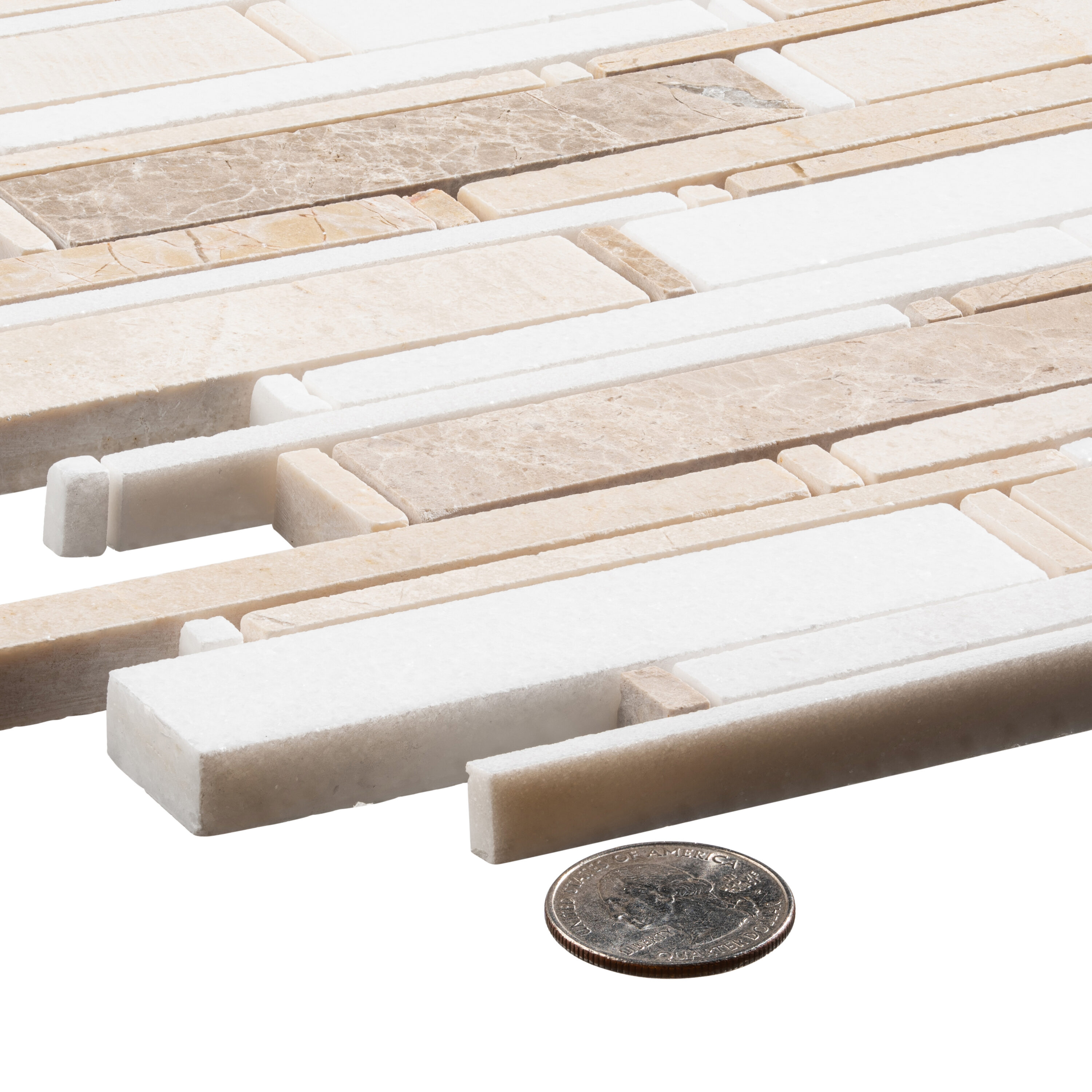 Knoll Brown and Cream Marble Mosaic Tile