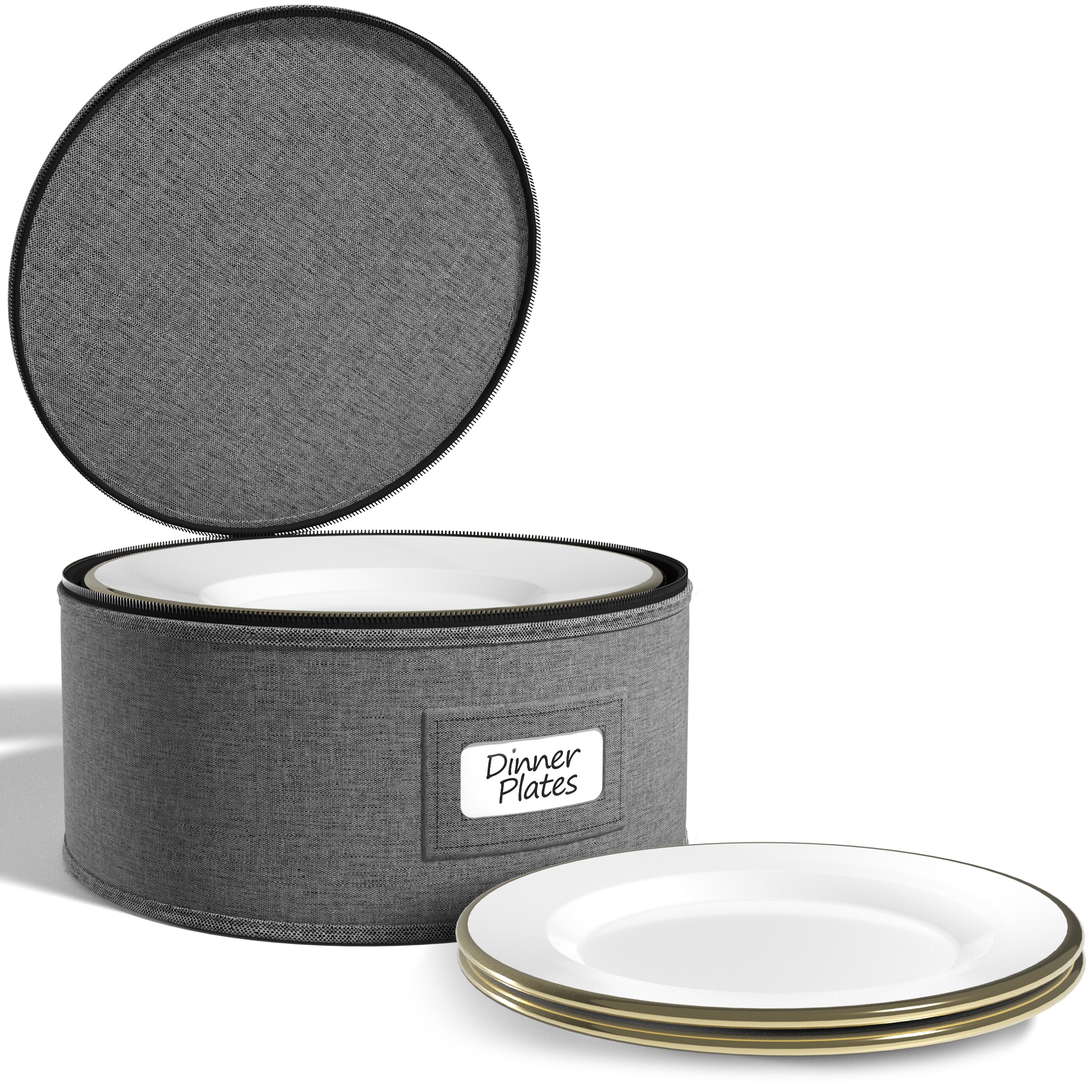 SORBUS - 12 x 6.25 Inch China Storage Containers Dinnerware Organizer with Lid with Felt Protect...