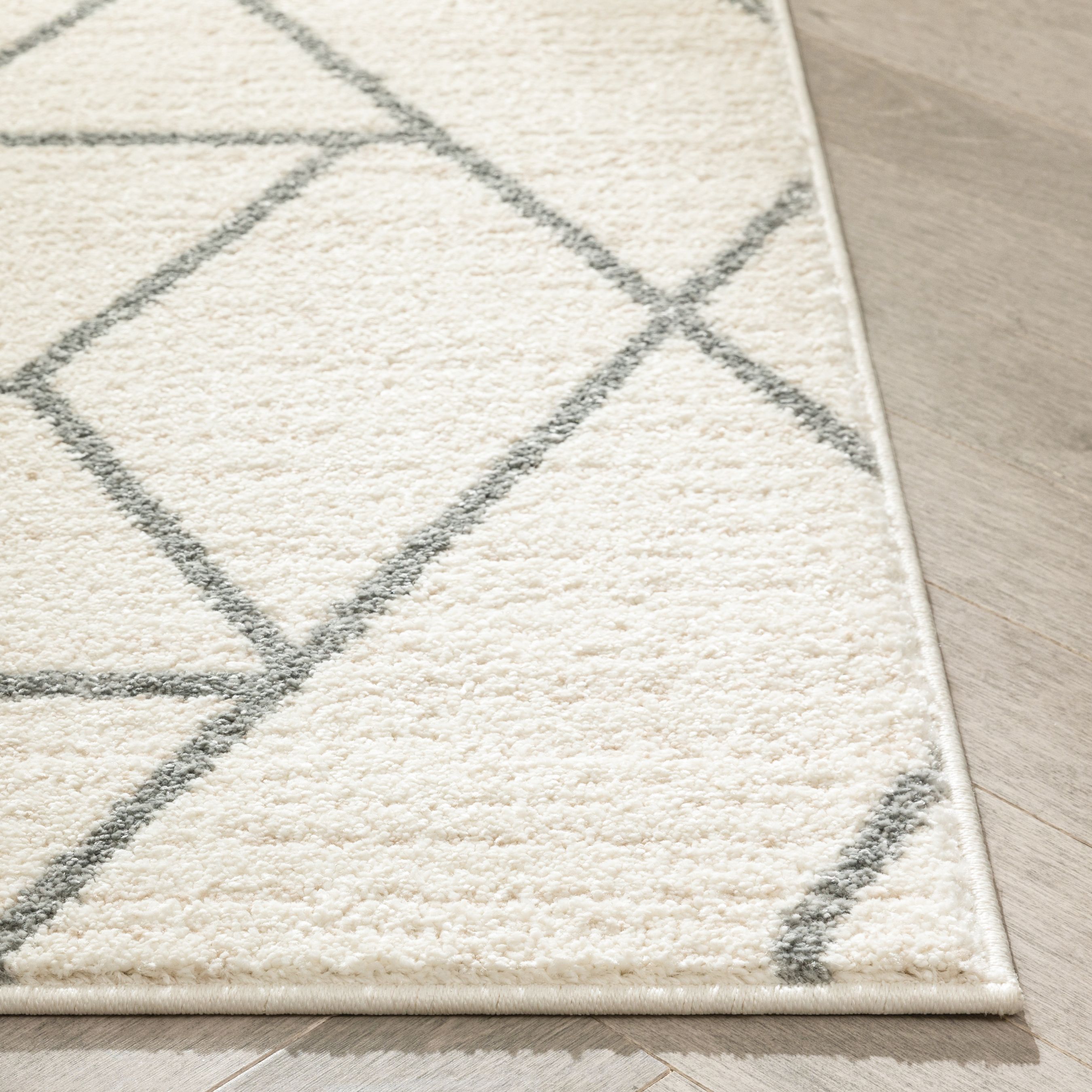 Ivory Geometric Synthetic Reversible Area Rug 3'11" x 5'3"
