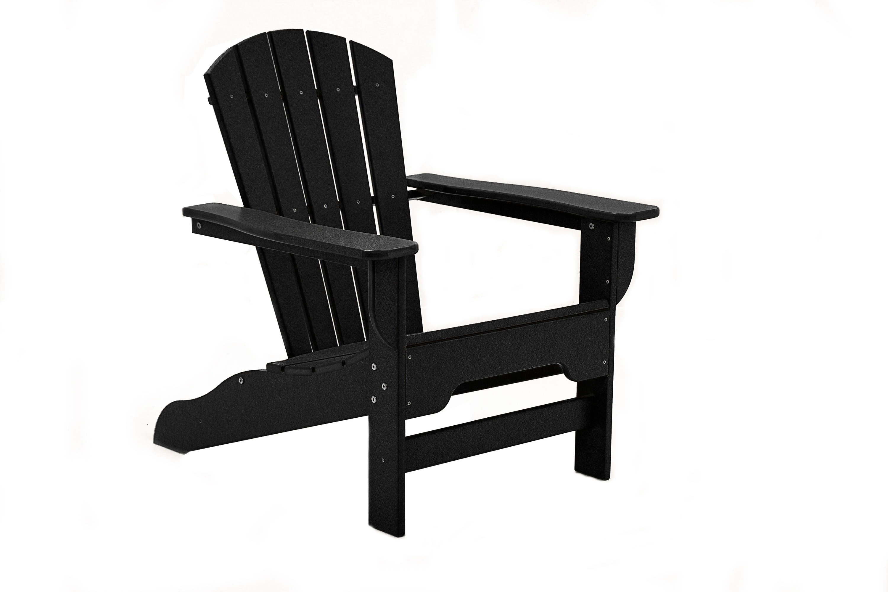 DuroGreen BR3529BL Boca Raton Black HDPE Frame Stationary Adirondack Chair with Solid Seat