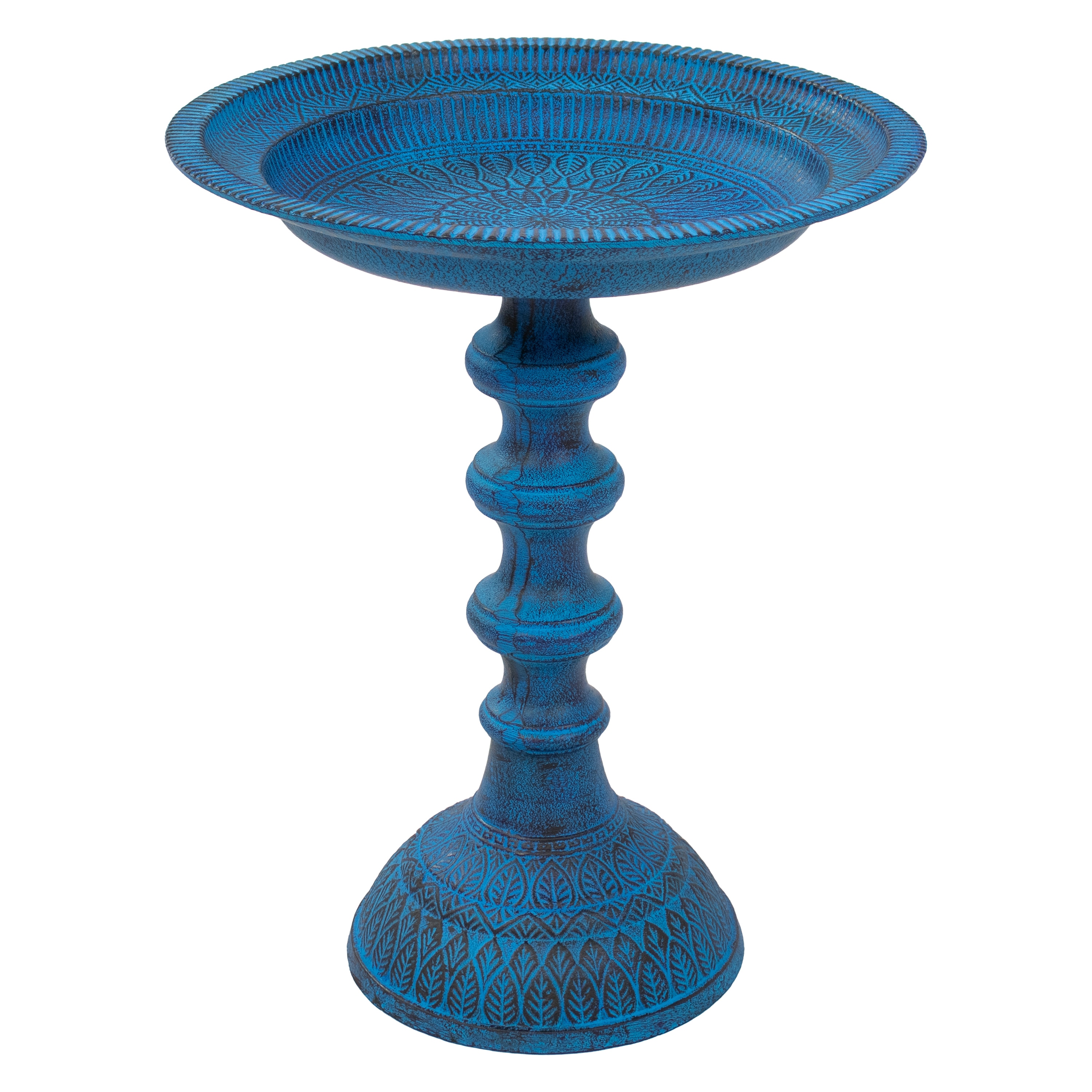 Sunnydaze Decor NOB-059 18-Inches H Blue Metal Complete birdbath
