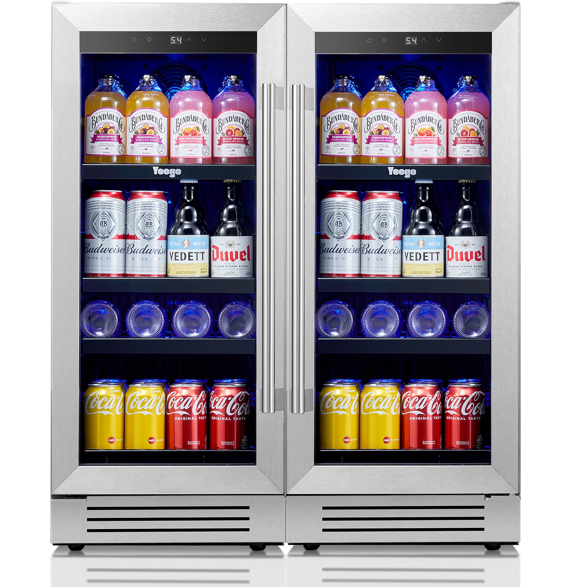 Yeego YEG-BS15BS15-LS 30-in W 160 -Can Capacity Stainless Steel Built-in/Freestanding Indoor Beverage Refrigerator with Glass Door