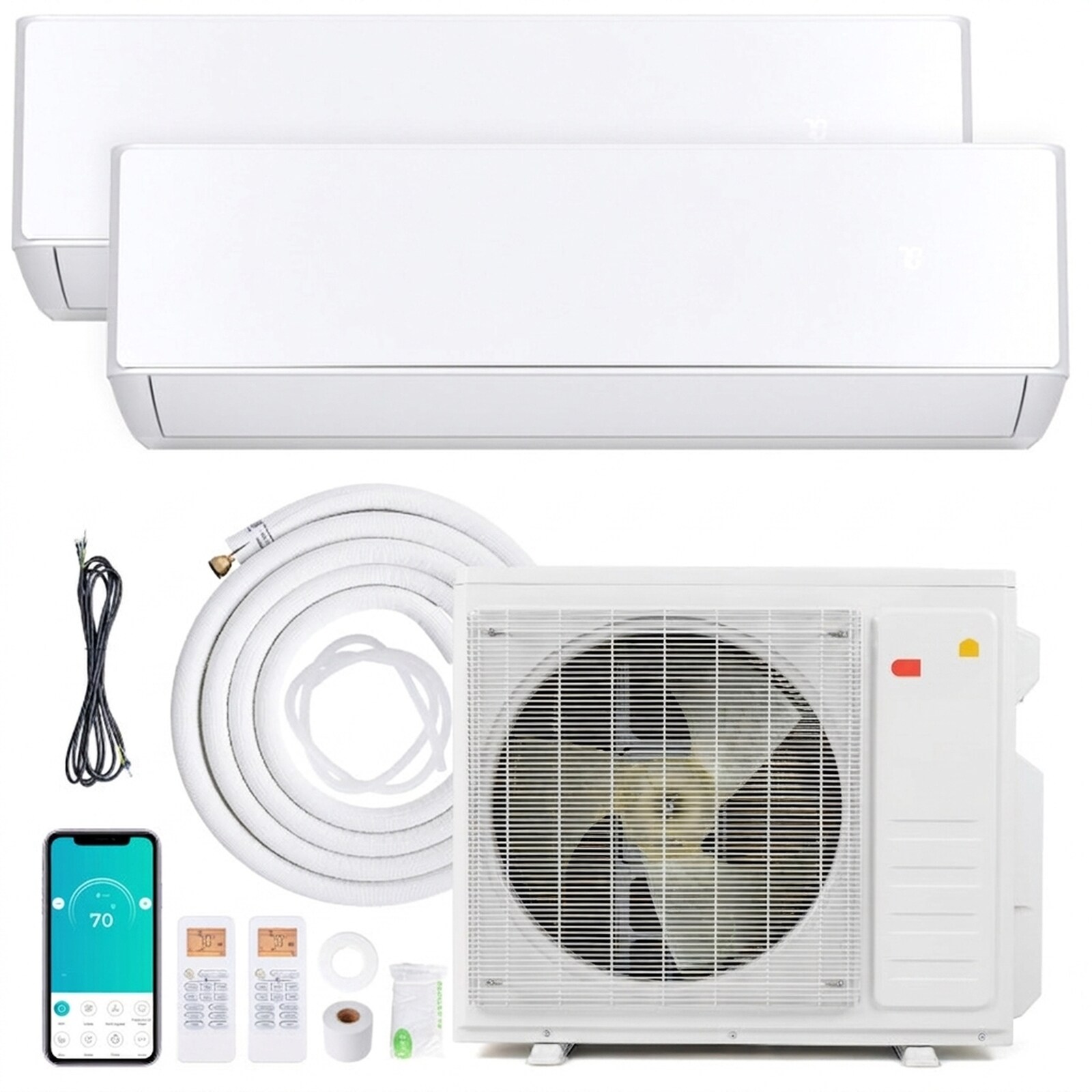 SUGIFT 18000-BTU 2 Zone Ductless Mini Split Air Conditioner and Heat Pump 24 SEER2 Energy Star Inverter System with Dual 9K Wall Mounted Indoor Units R454B Refrigerant WiFi and Voice Control 8 Fan Speeds and 30-dB Indoor Sound for Two Rooms #LW102SUGHY3523