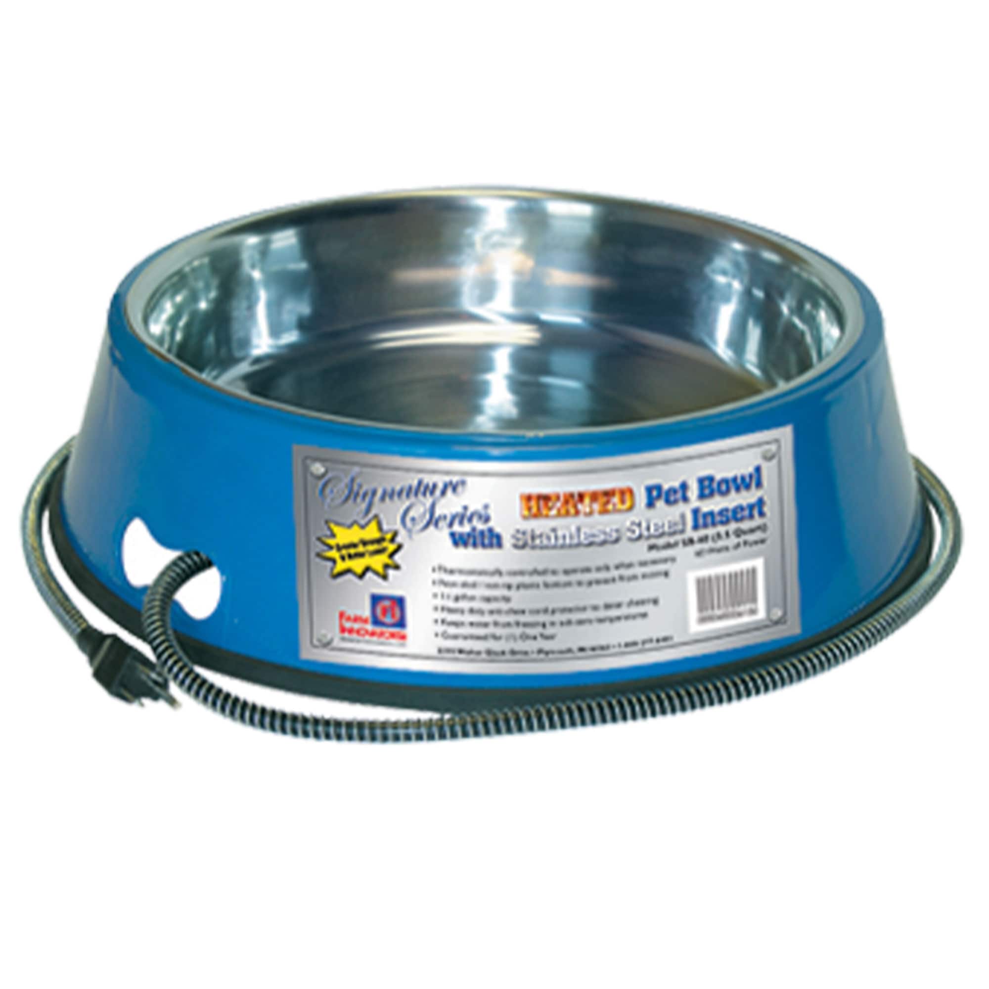 Farm Innovators  5.5 Quart Heated Pet Water Bowl w/Stainless Steel Insert Blue