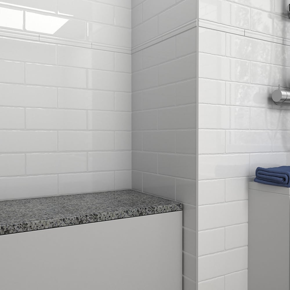 Boutique Ceramic Boutique White Crown 2-in x 12-in Glazed Ceramic Subway Wall Tile (0.16-sq. ft/ Piece)