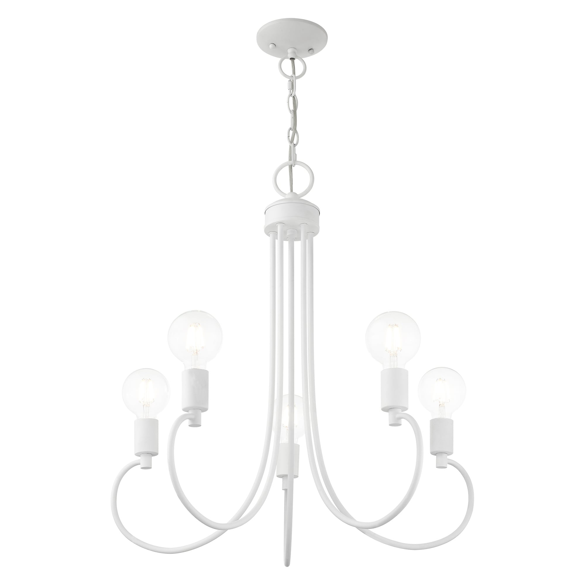 Elegant White Crystal 5-Light Chandelier with Brass Accents