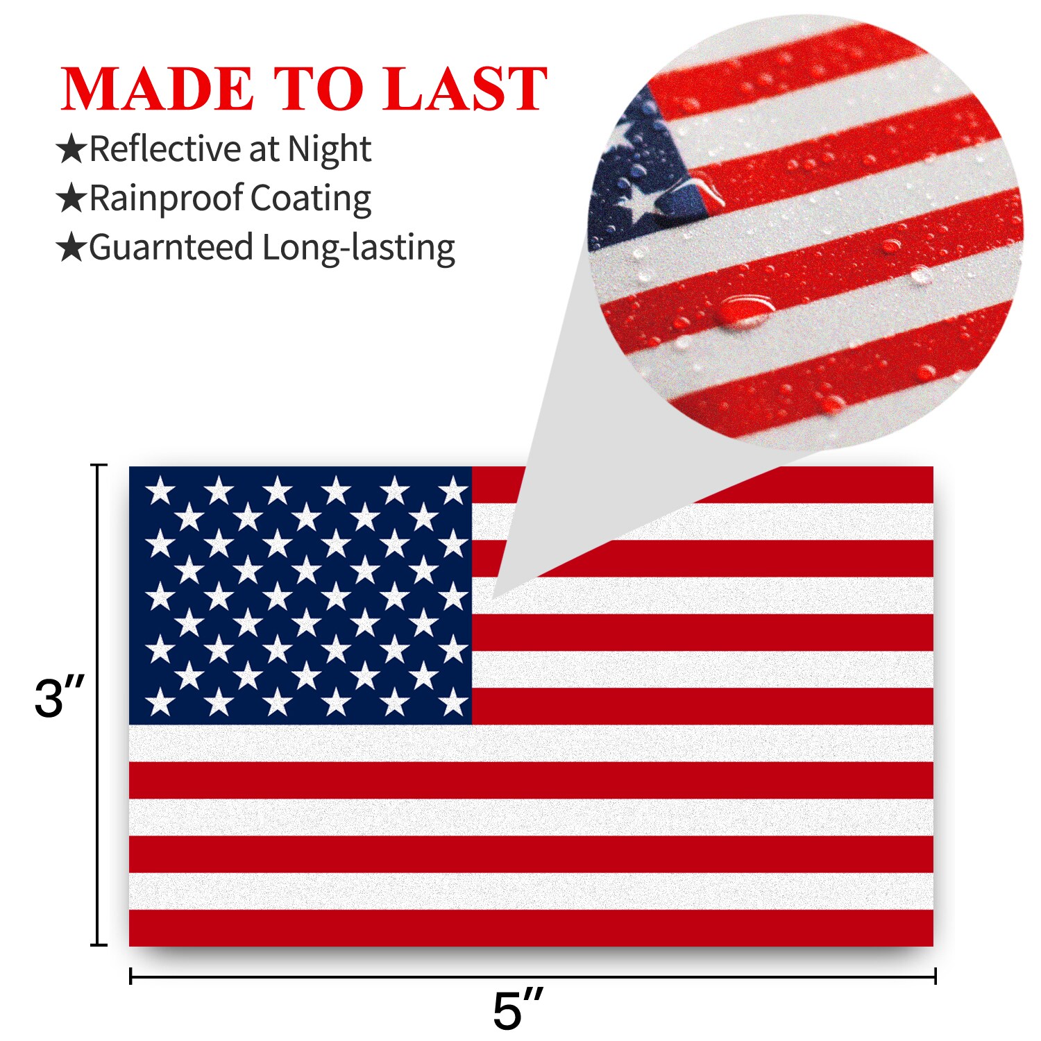 Anley USA Flag Car Stickers 5X3-in 3-Pack Decal Set in the Exterior Car ...