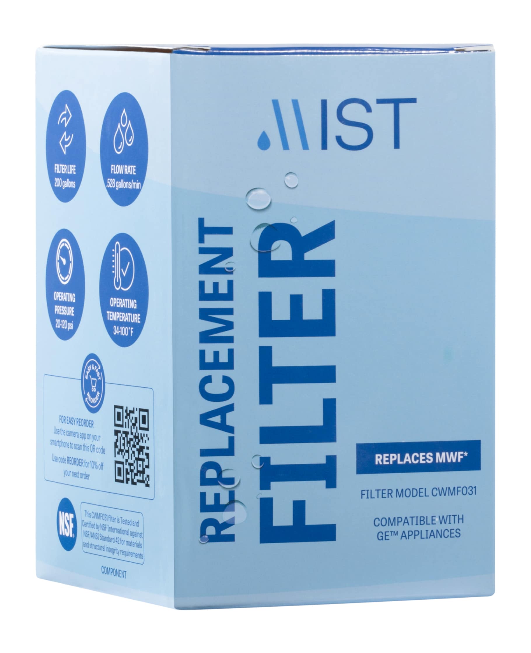 Mist White Carbon Refrigerator Water Filter Replacement
