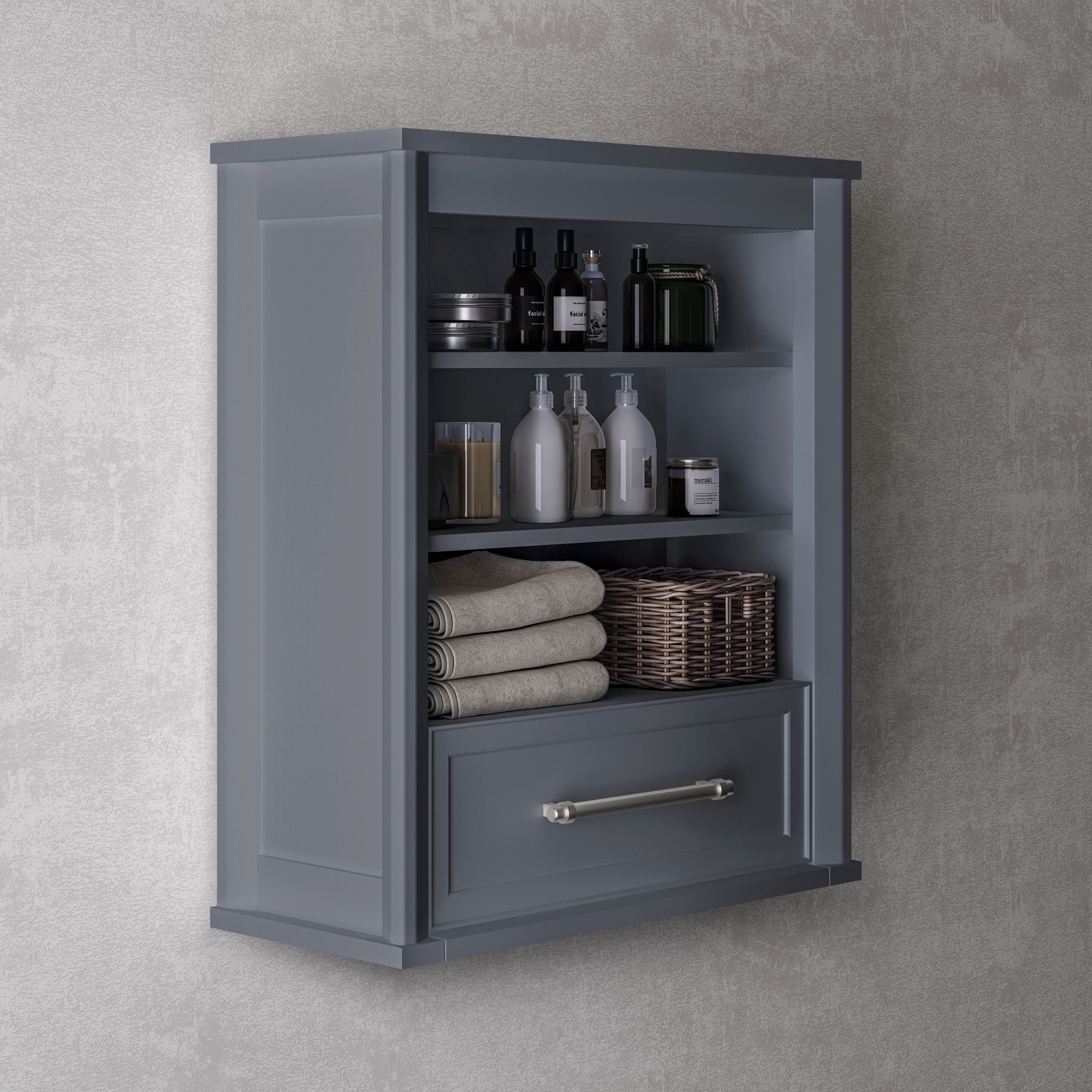 ZNTS 35'' x 28'' Royal Blue Wall Mounted Bathroom Storage Cabinet