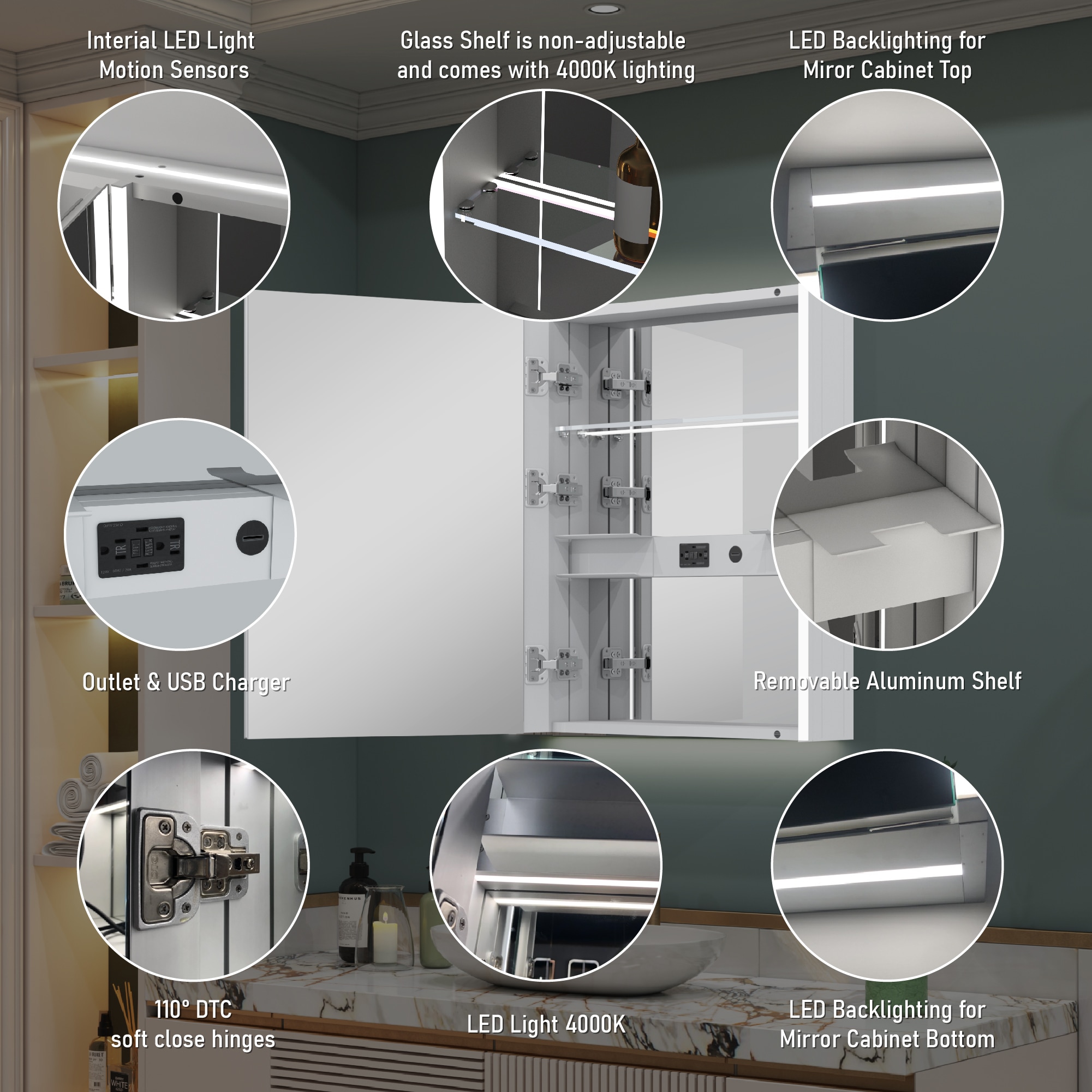 WELLFOR W14MCL2430L Bathroom-Medicine-Cabinets - View #5