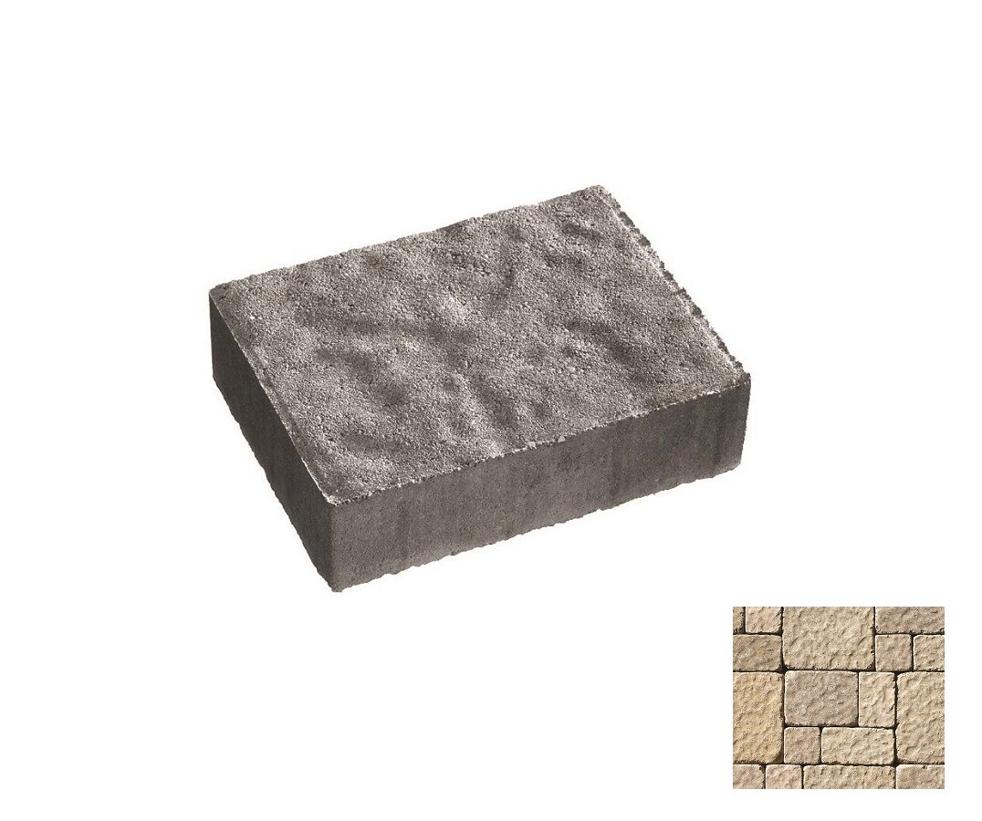 Oldcastle 10507433 Charleston Tumbled 9-in L x 11-in W x 3-in H Cambray Tan Concrete Patio Kit