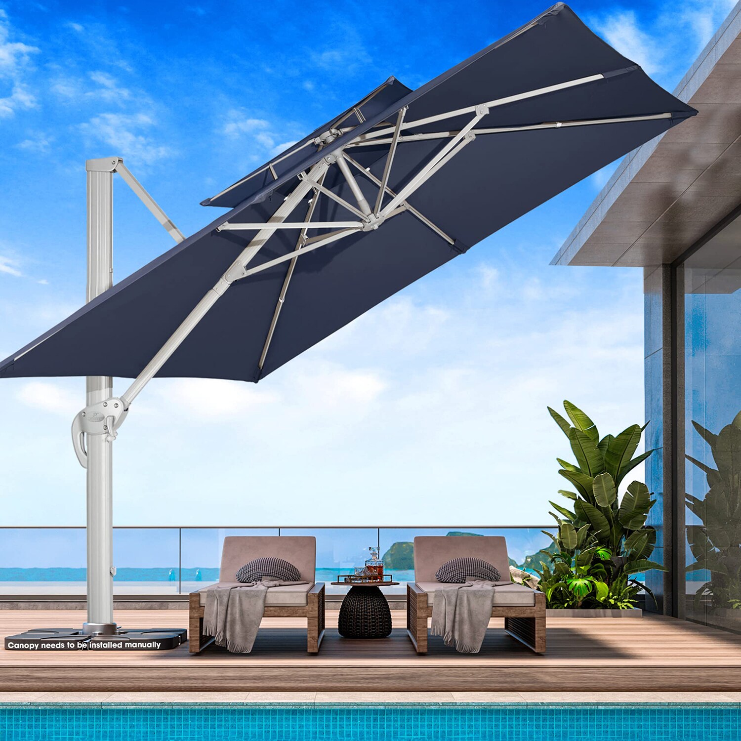 JEAREY 11-ft Offset Patio Umbrella In The Patio Umbrellas Department At ...