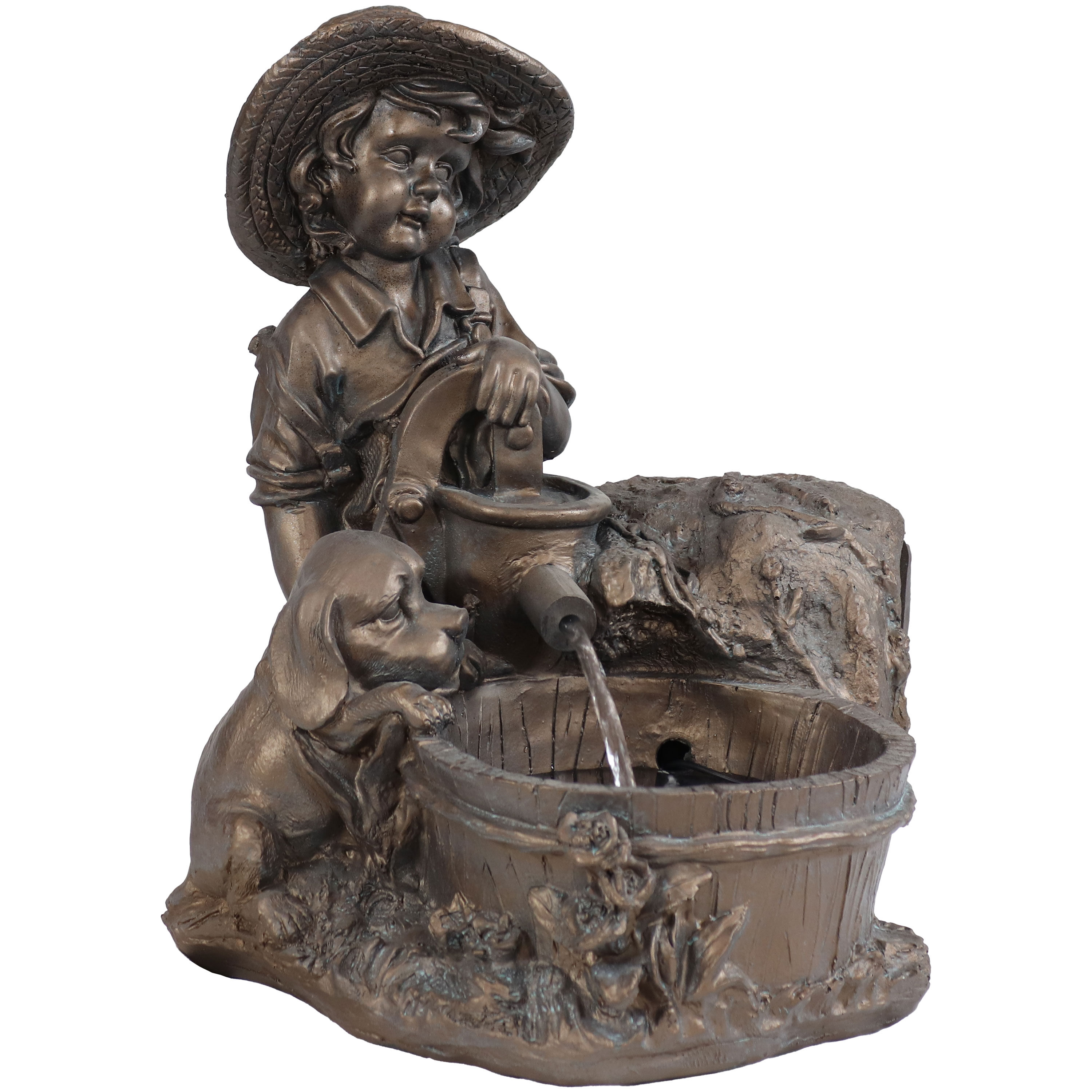 Sunnydaze Decor SL-0264 15.5-in H Resin Solar Powered Outdoor Fountain Statue Pump Included
