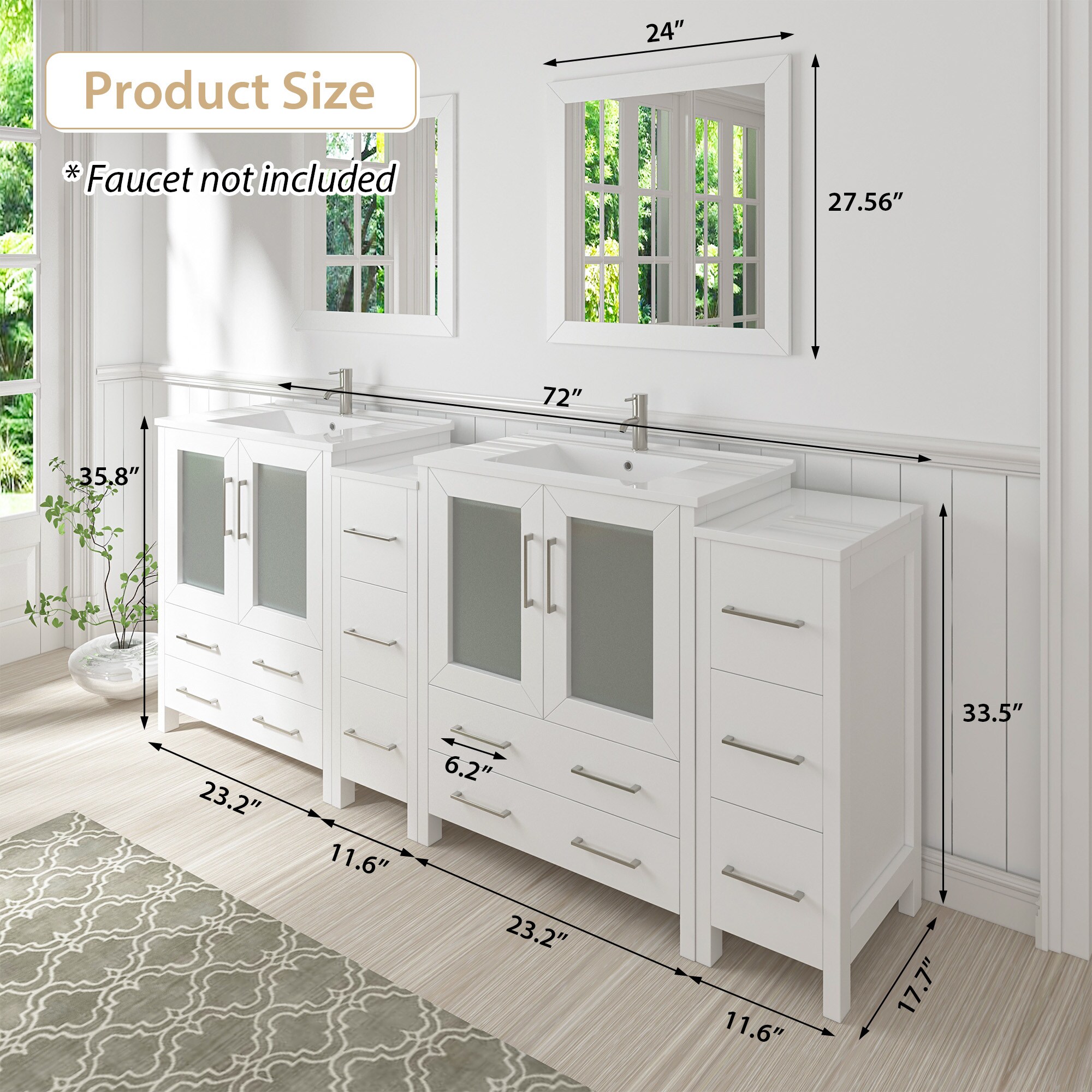 Vanity Art VA3024-72W Bath-Vanity-Combo - View #11
