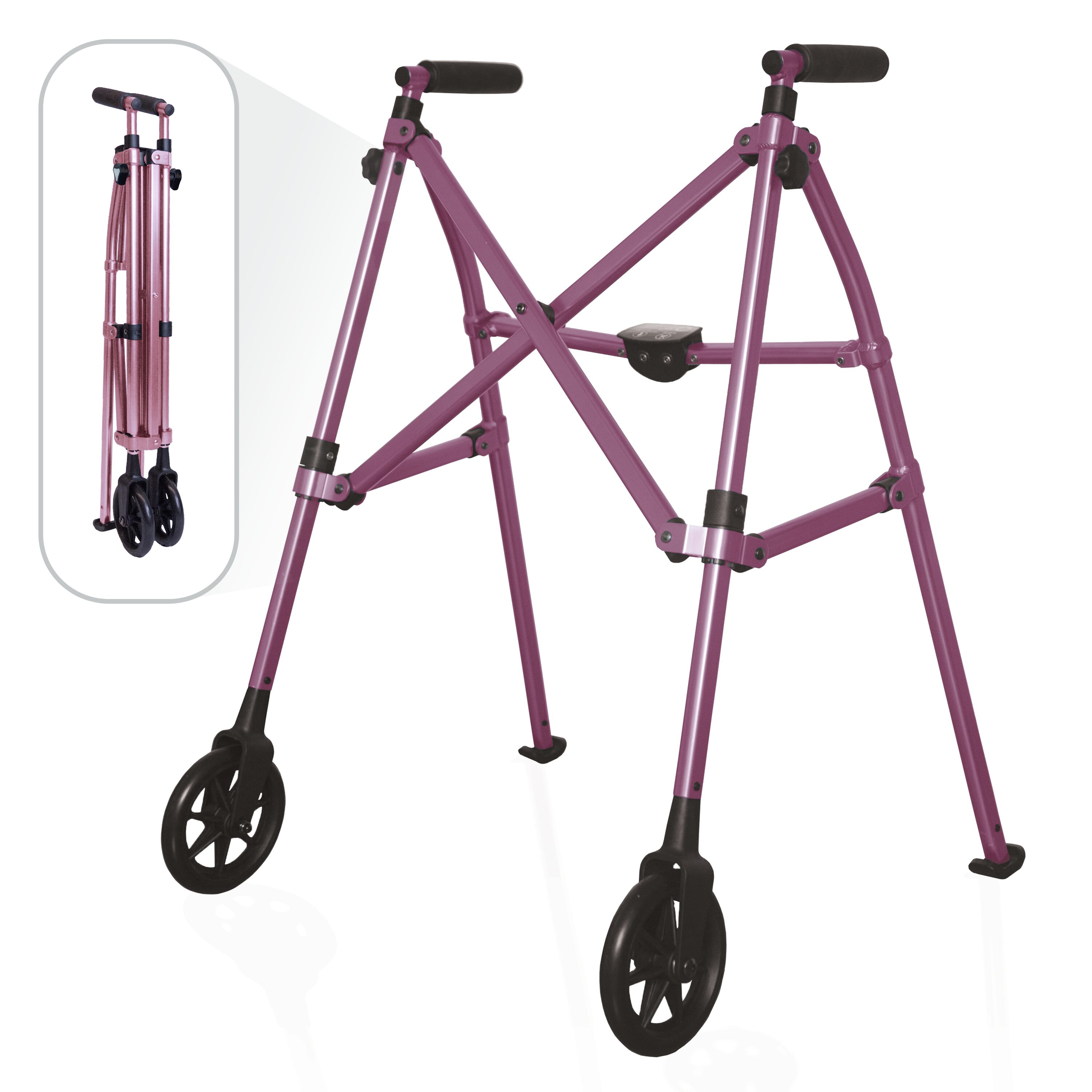 Stander 4200-R Regal Rose Folding Walker, Lightweight & Portable, Space Saver Design, Pink, 400 lbs. Weight Capacity