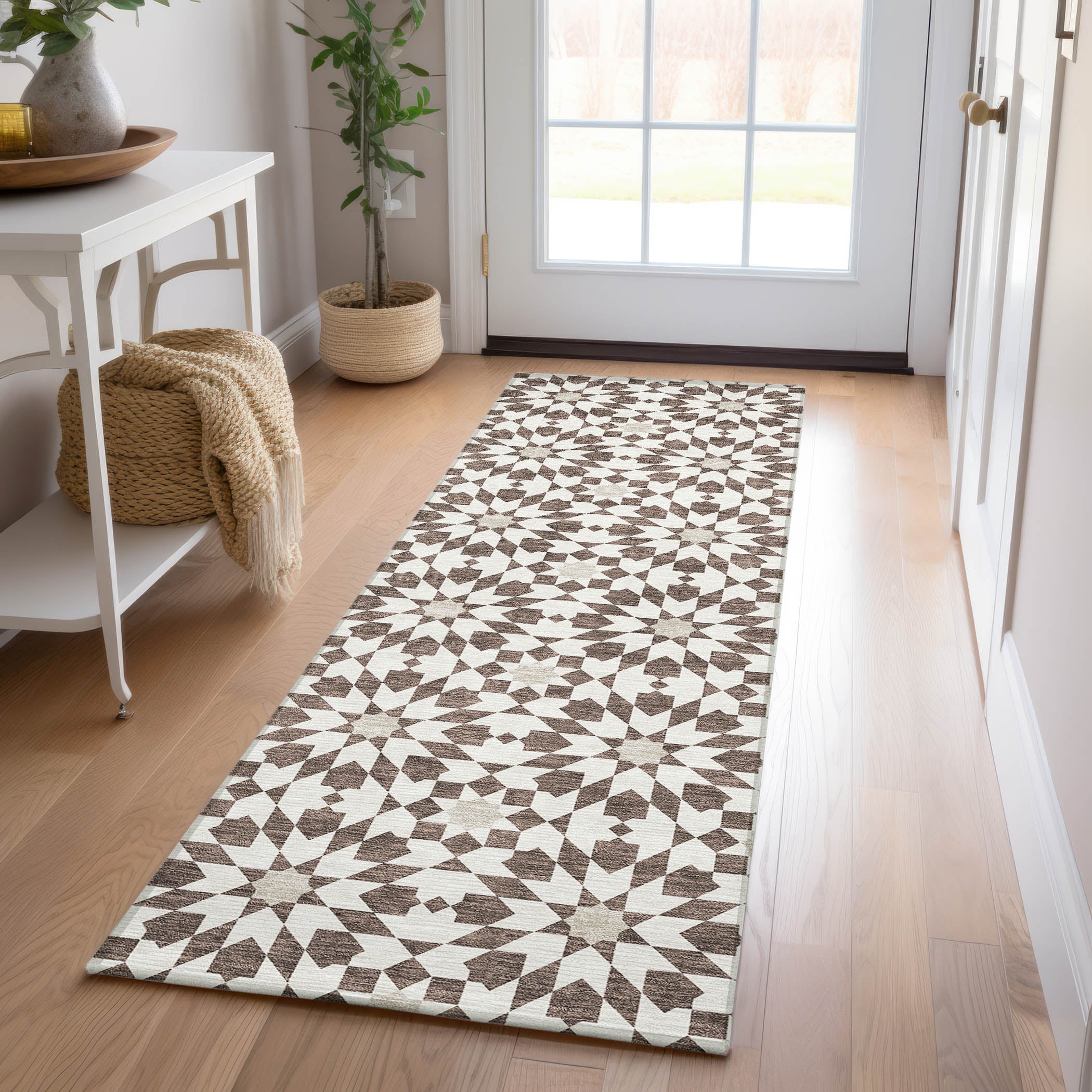 Addison Rugs ACN734BR2X8 Chantille ACN734BR 2 x 7 (ft) Polyester Brown Rectangular Indoor/Outdoor Geometric Machine washable Area rug