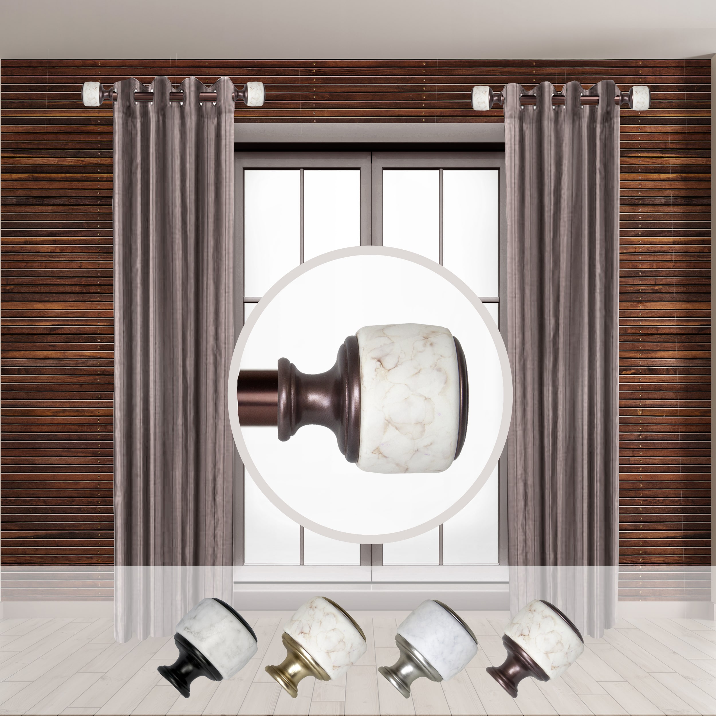 Hart & Harlow LO-SIDE100-55-9 York 1-in 12-in to 20-in Bronze Steel Side curtain rod with Finials