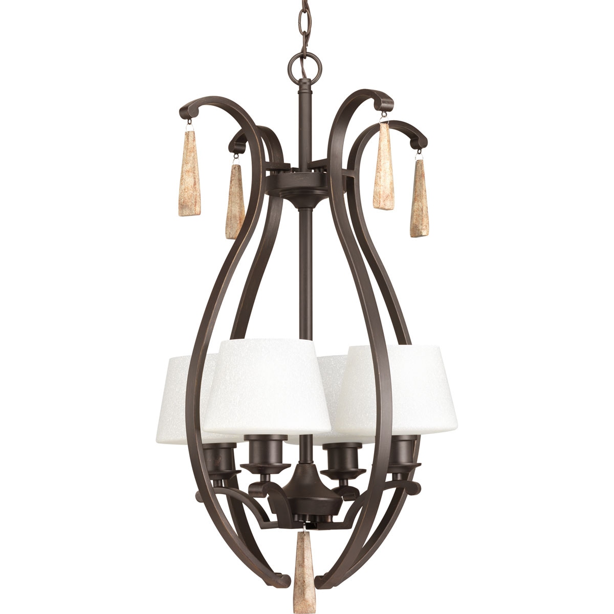 Progress Lighting P3626-20 Club 4-Light Antique Bronze Transitional Led; Dry rated Chandelier