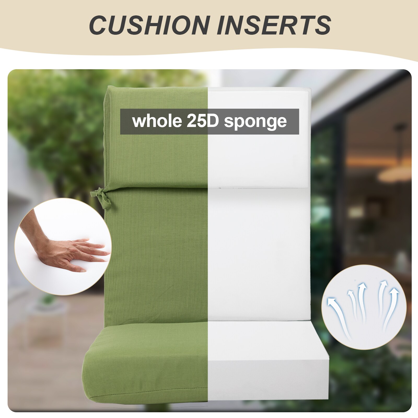 Aoodor A050-PGNGN Patio-Furniture-Cushions - View #8