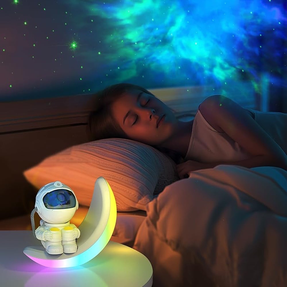 Vrbgify  Astronaut Star Projector Galaxy Night Light LED Ceiling Lamp with Timer Remote Sound Activation for Bedroom Kids Adults Christmas Gift