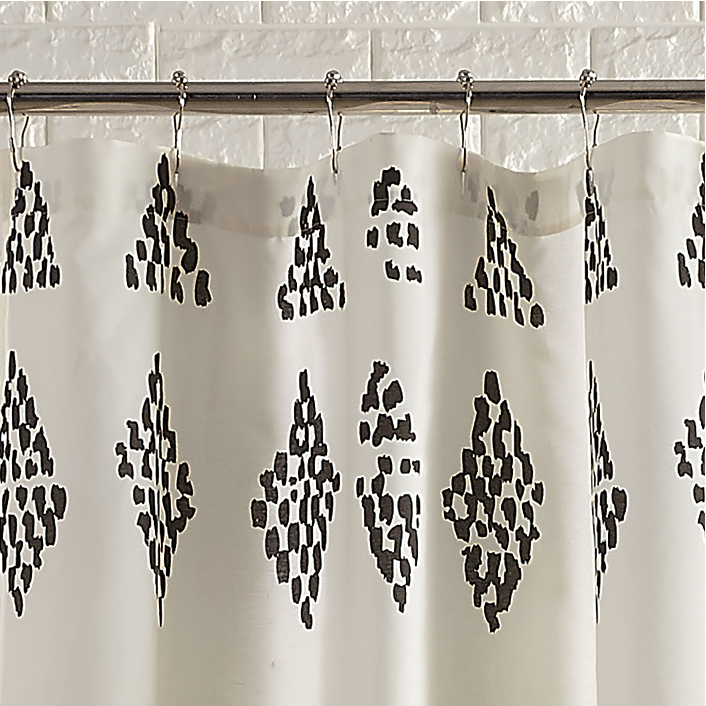 Standard Black and White Cotton Geometric Shower Curtain