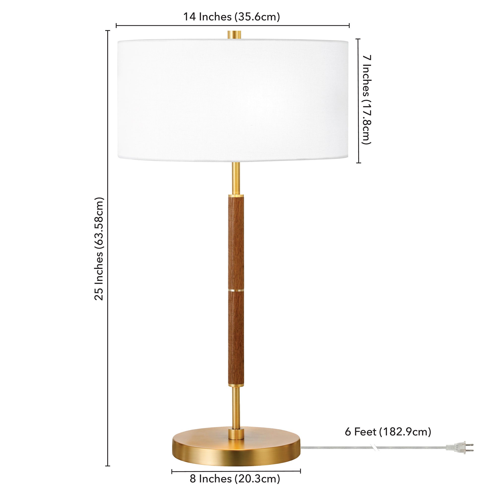 Rustic Oak & Brass Smart-Adjustable 2-Bulb Table Lamp
