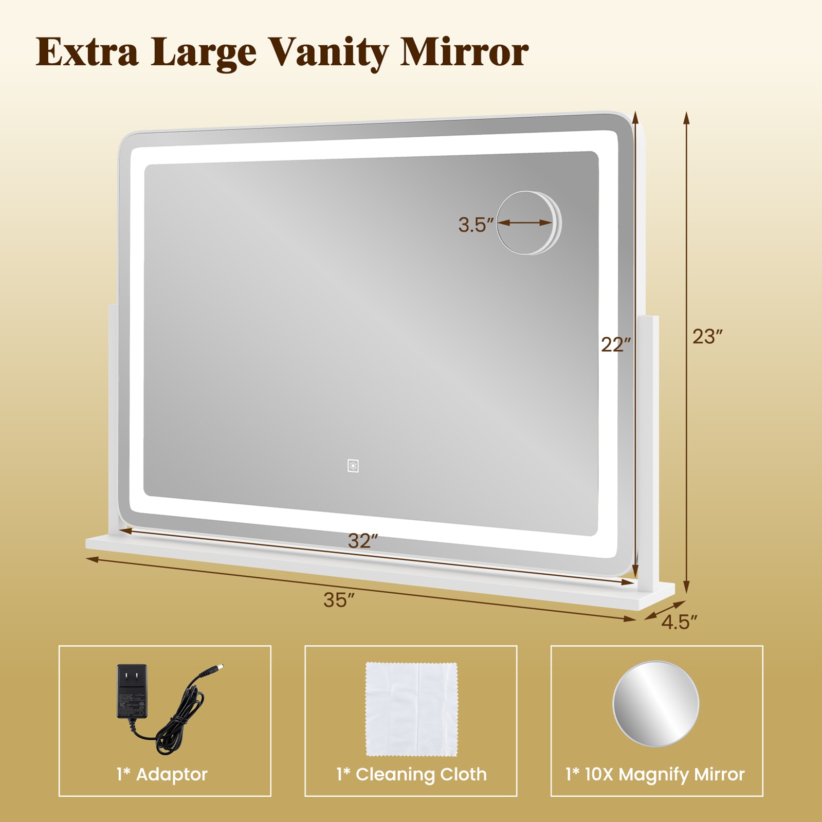 LIVIZA HJY-10933US-WH Makeup-Mirrors - View #3