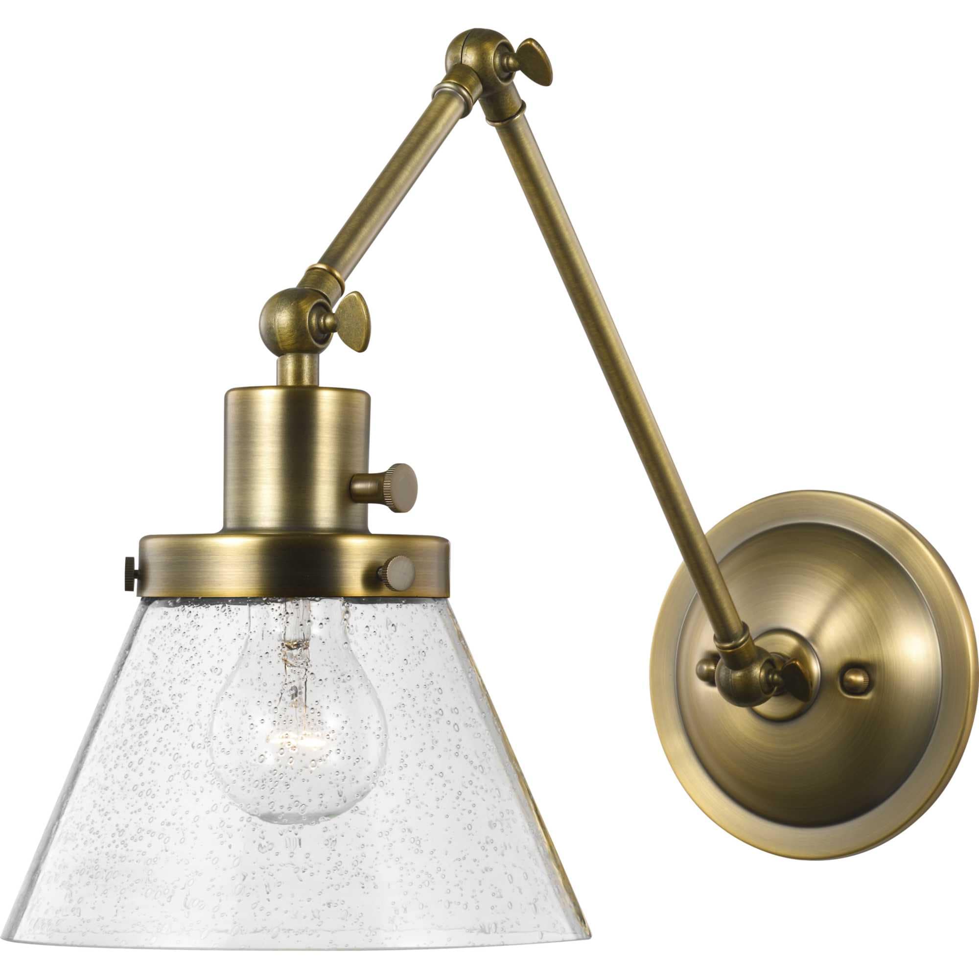 Progress Lighting P710094-163 Hinton 8.0-in W 1 -Light Brass Coastal Wall Sconce