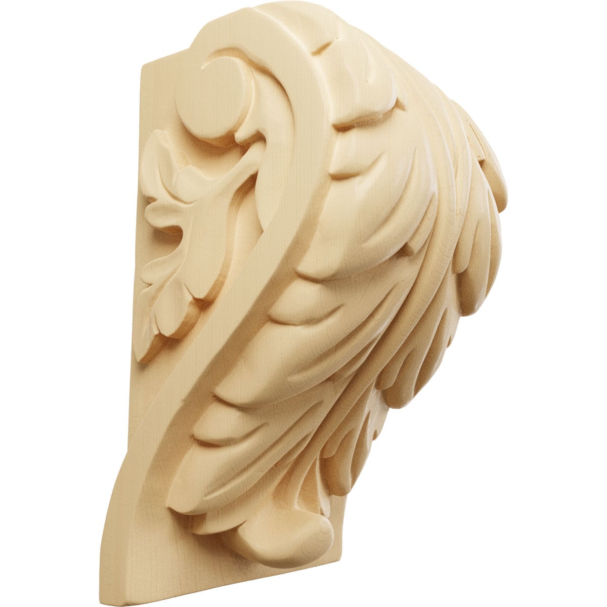 Ekena Millwork CORW05X04X07BAMA 4.5-in x 3.75-in x 7-in Unfinished Maple Wood Paintable/Stainable Corbel