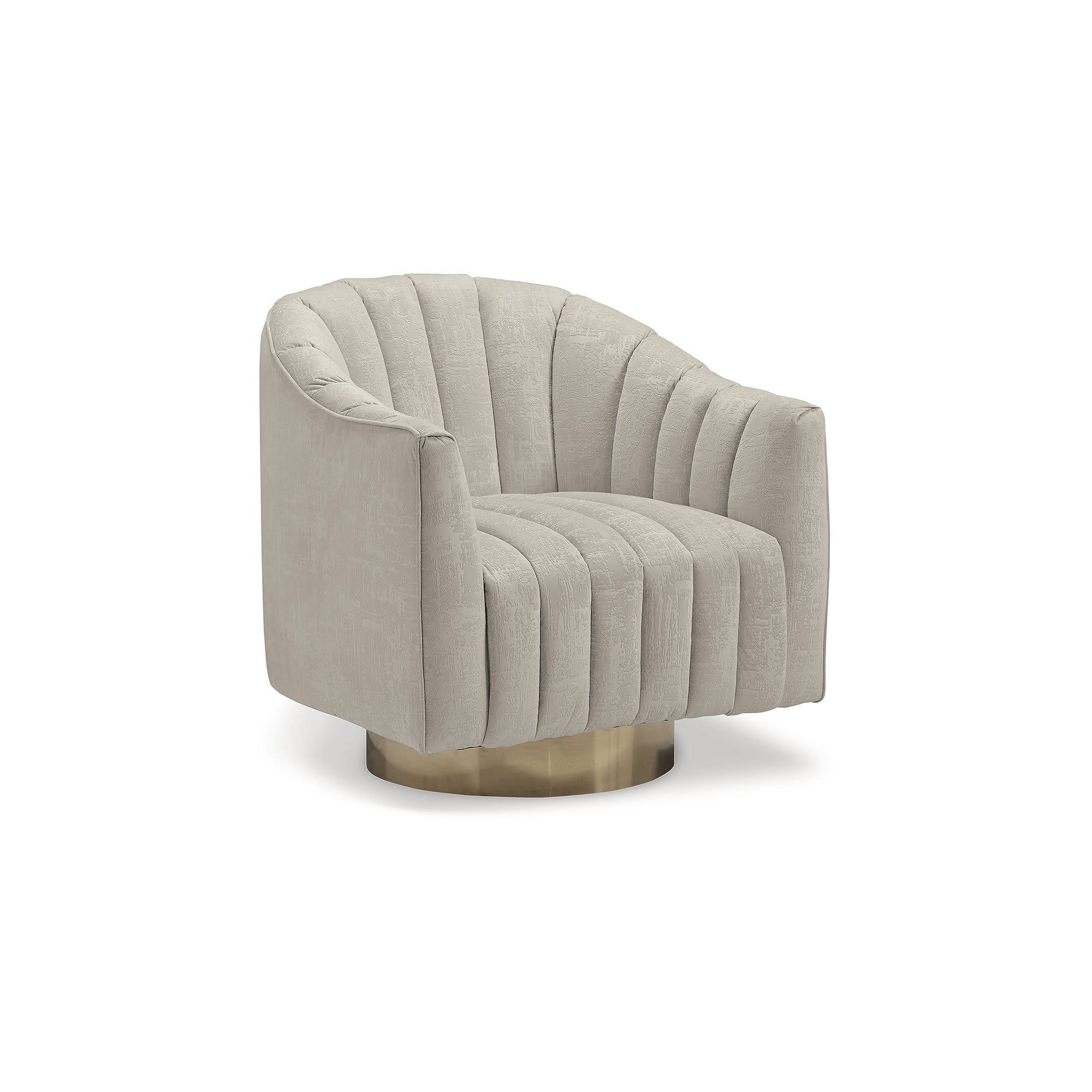 Penzlin Velvet Accent Chair Pearl With Swivel Base And Barrel Back