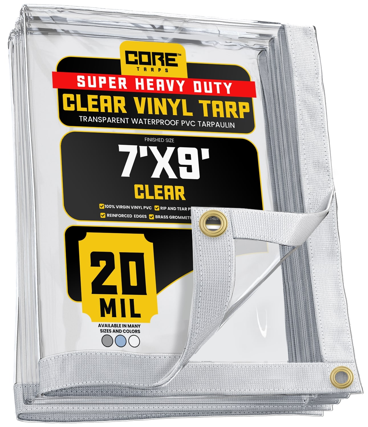 Core Tarps CT-101-7X9 7-ft x 9-ft White Commercial Vinyl 20-Mils Tarp