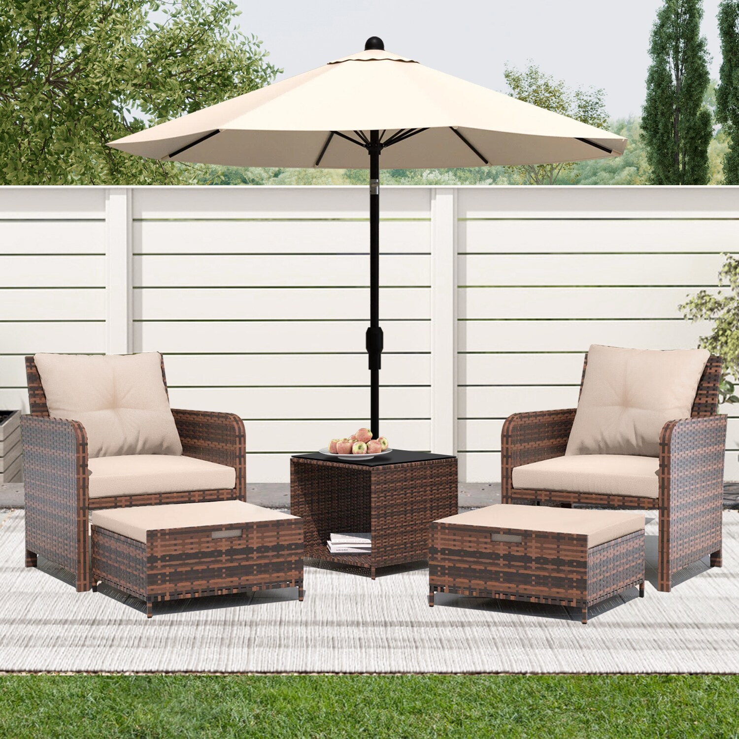 Tan wicker patio online chairs