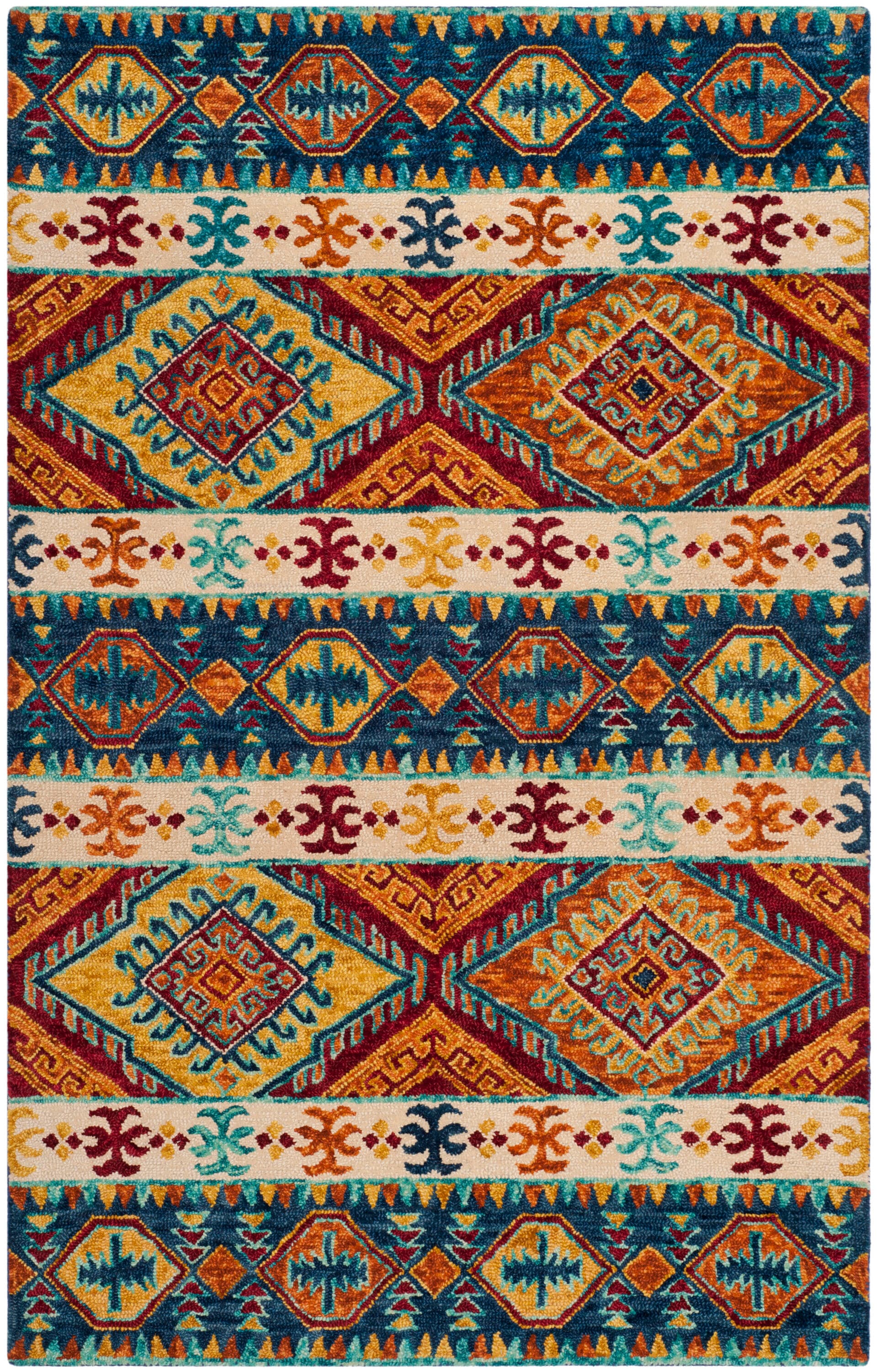 Handmade Multicolor Geometric Wool Round Area Rug