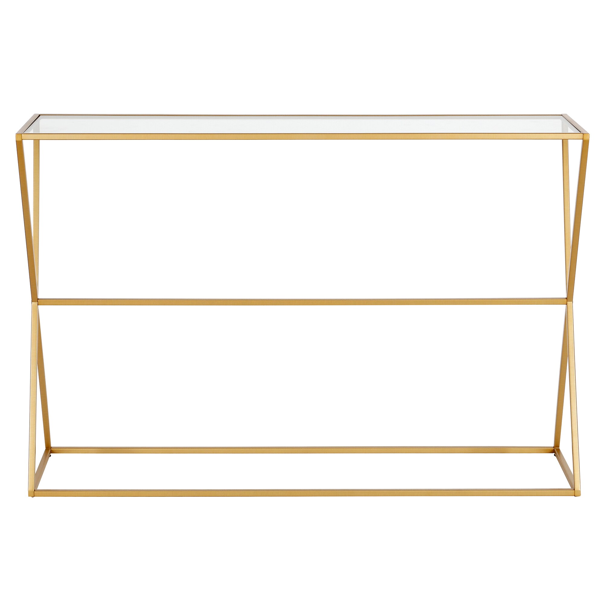 Streamlined Brass & Glass 45" Console Table with Storage