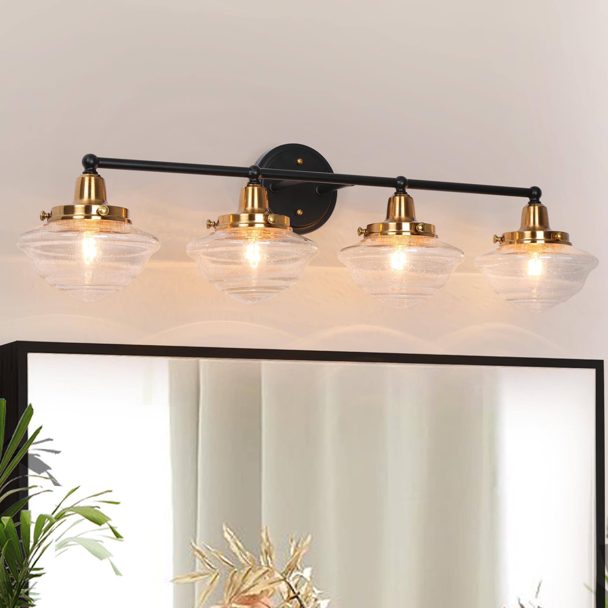 ZEVNI L37JJEQVW50W4SX8 Derron 32-in 4 -Light Matte Black Transitional Vanity light bar
